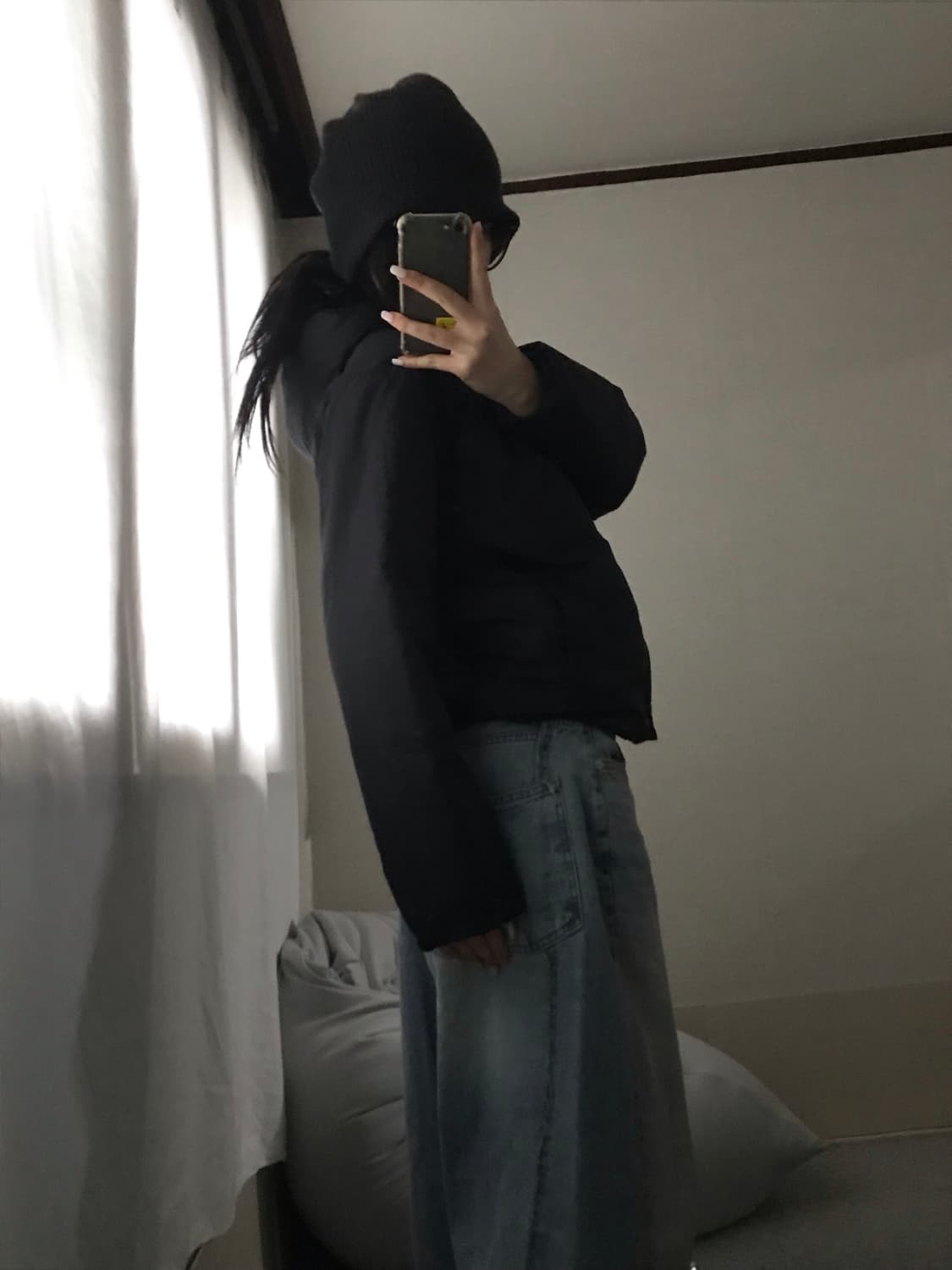 노페 블랙 후드 패딩 상품이미지3