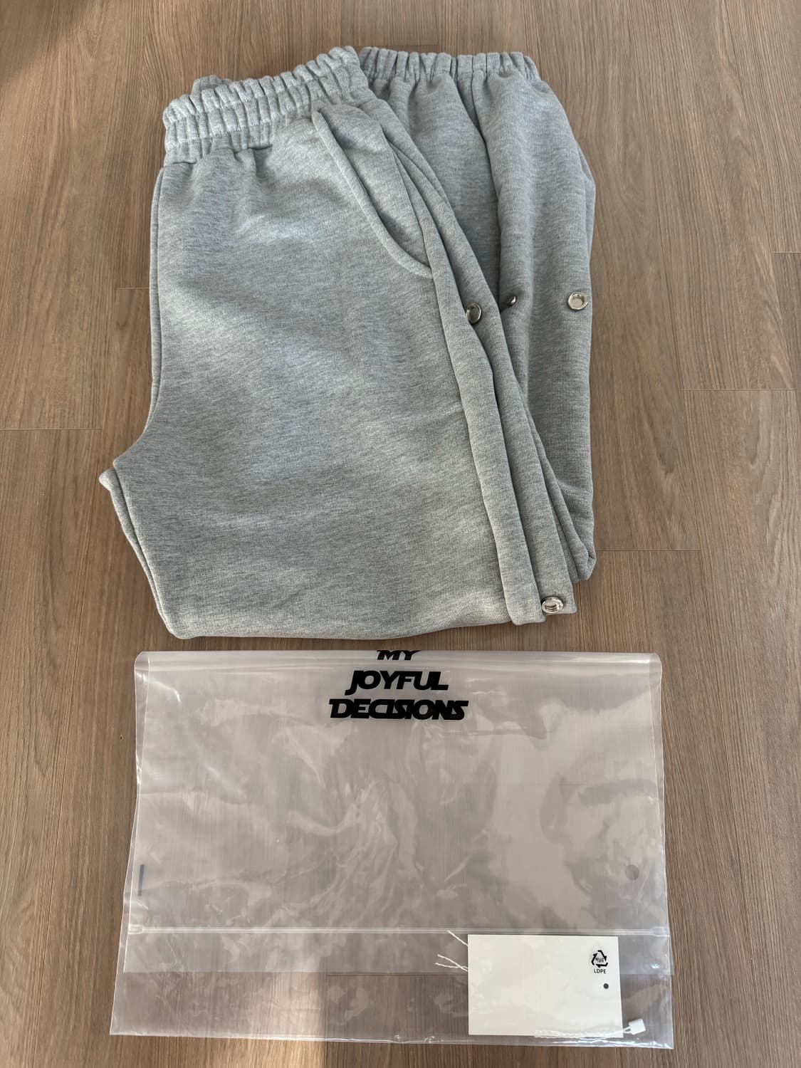 MJD 사이드 스냅 와이드 헤비 스웻 팬츠 멜란지그레이 S 상품이미지3