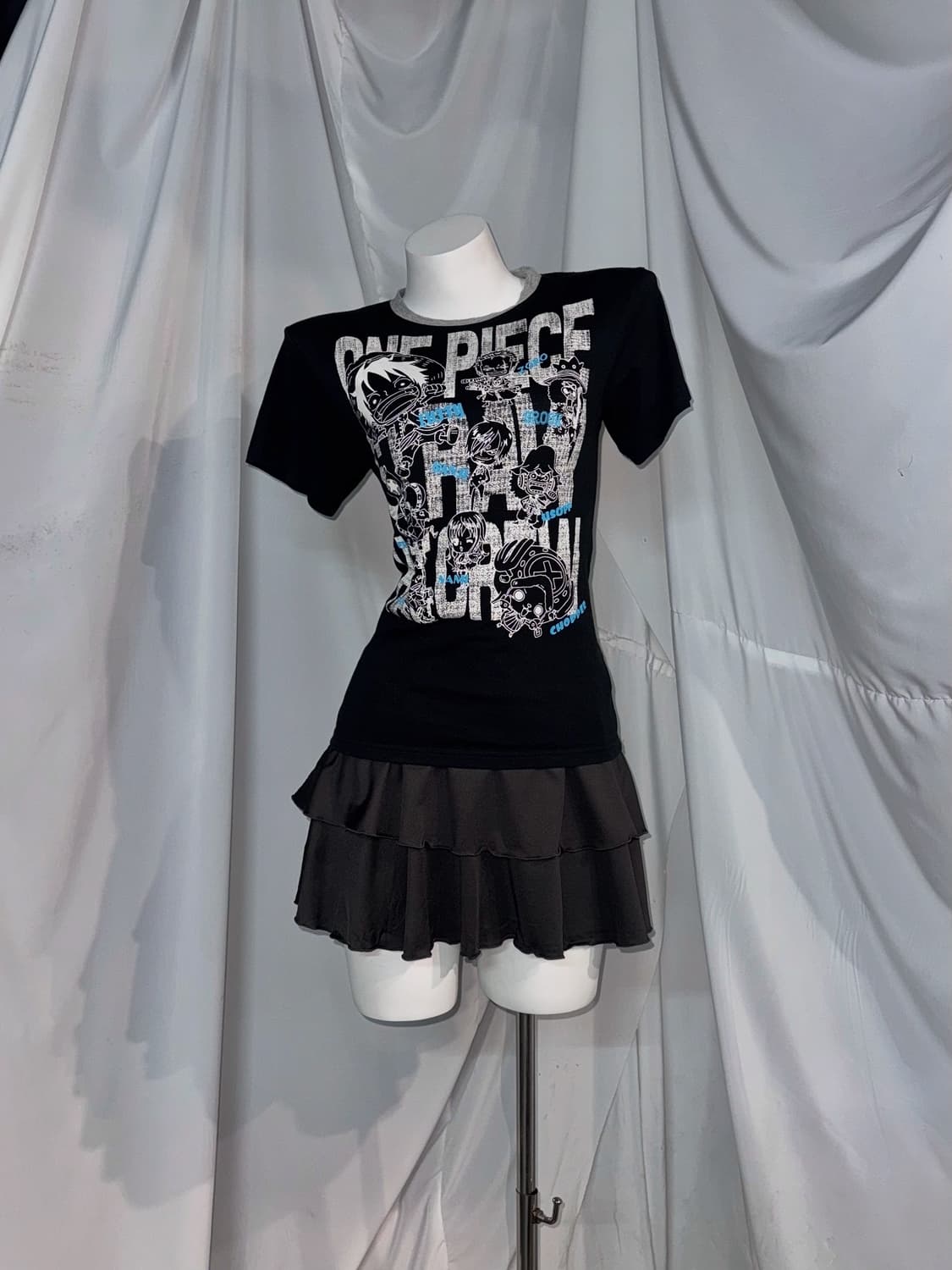 one-piece 그레이 원피스 프린팅 데일리 와투케 코디세트  상품이미지3