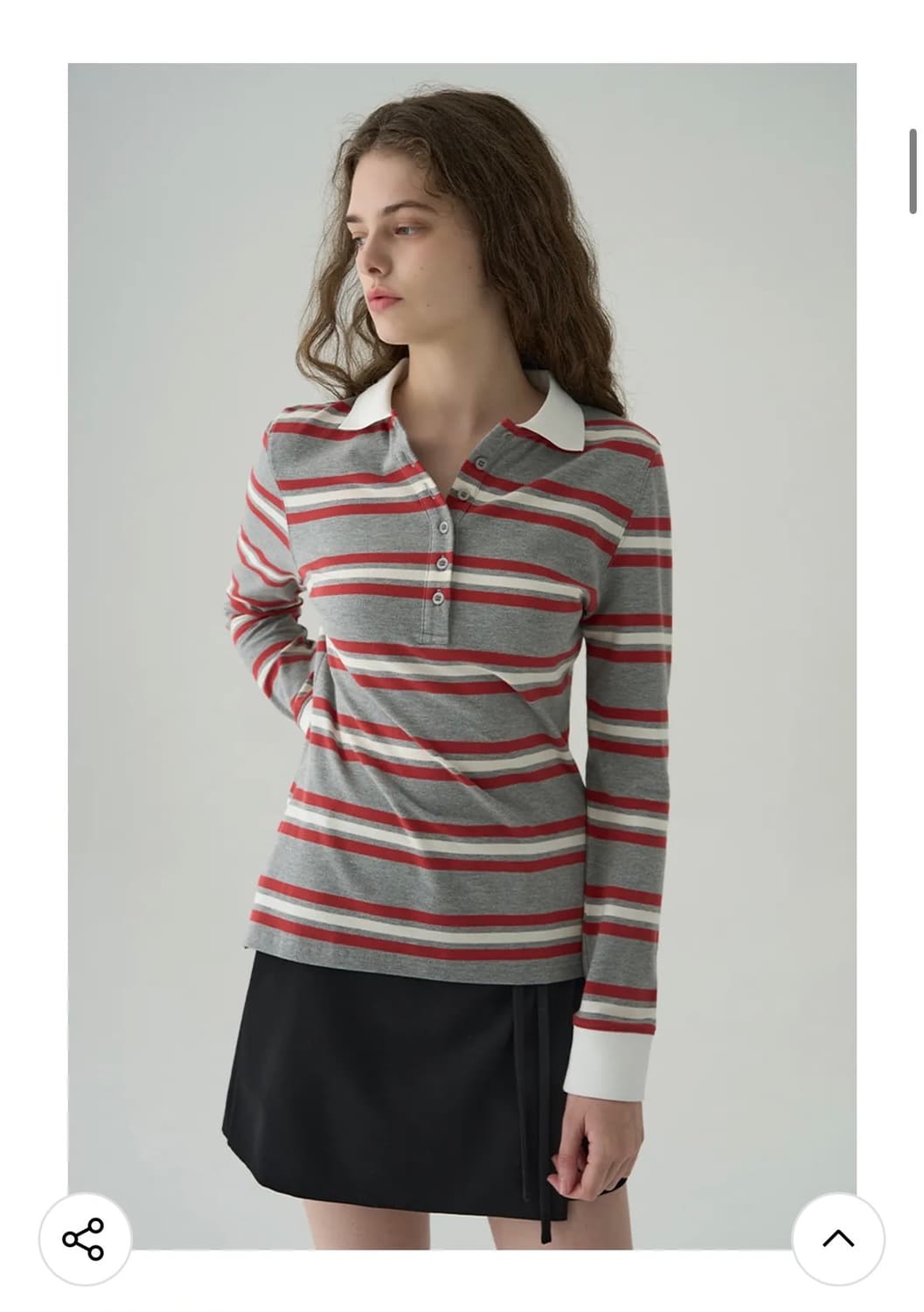 (새상품)(S) 드로우핏 우먼 멀티 스트라이프 슬림 카라 피케 티셔츠 [ 상품이미지8