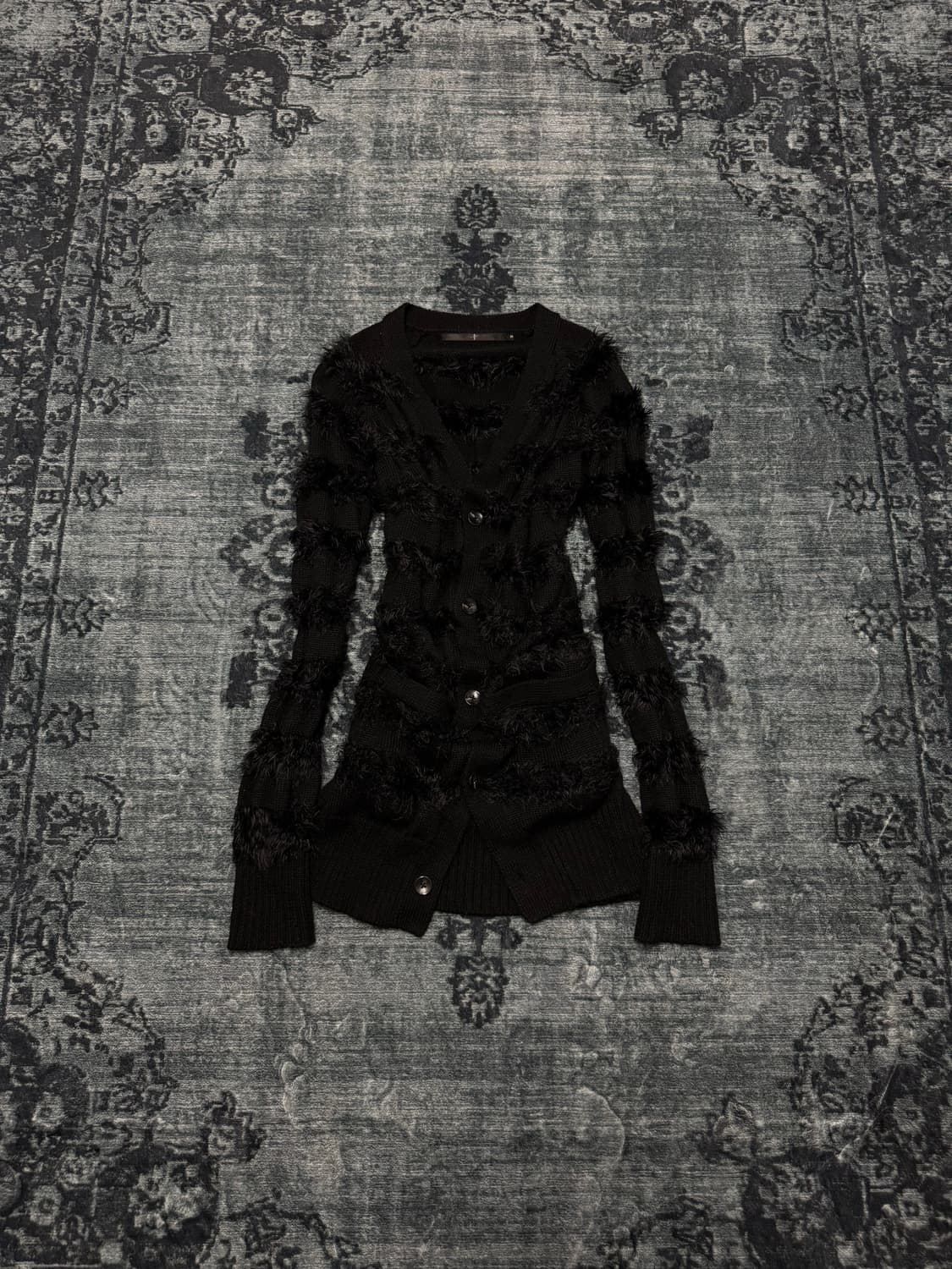 No id crow fur trim cardigan  상품이미지1