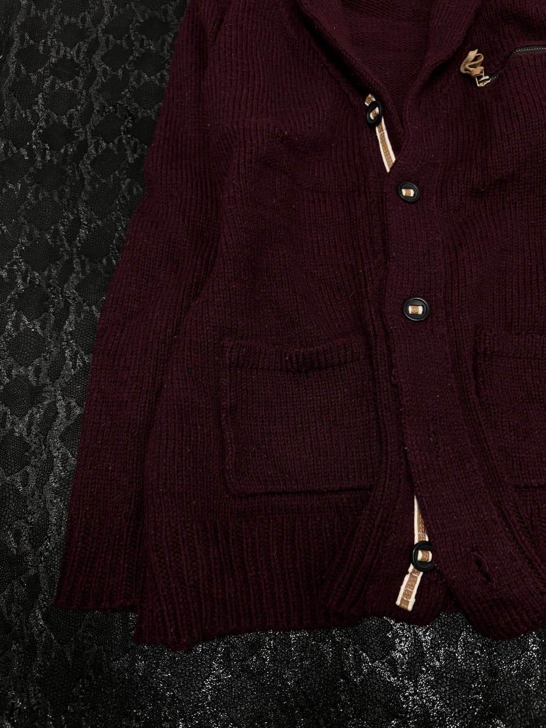 “Vintage” burgundy Zipper detail Knit Ca 상품이미지5