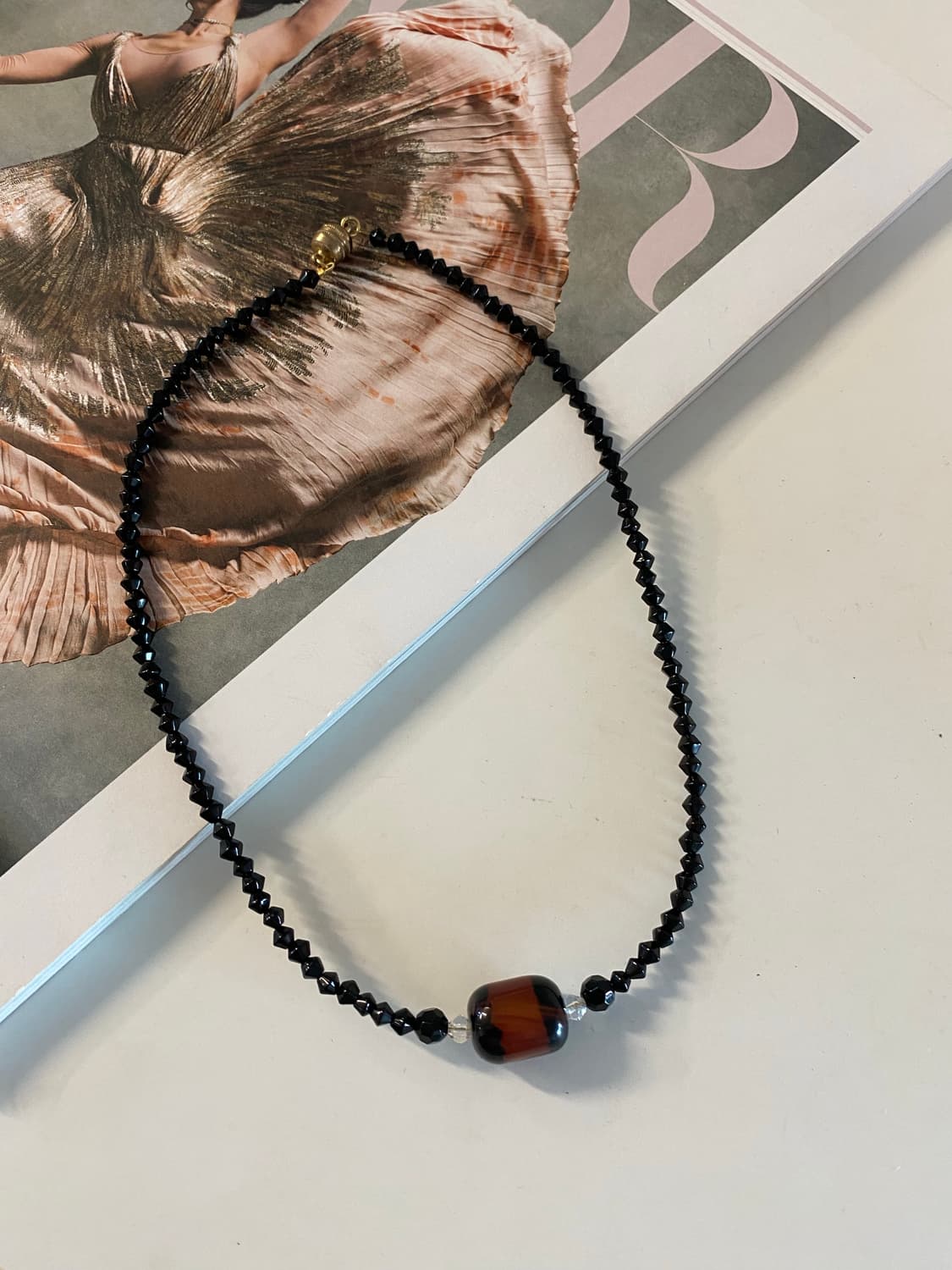 빈티지 블랙 컷팅 비즈 네크리스  상품이미지5
