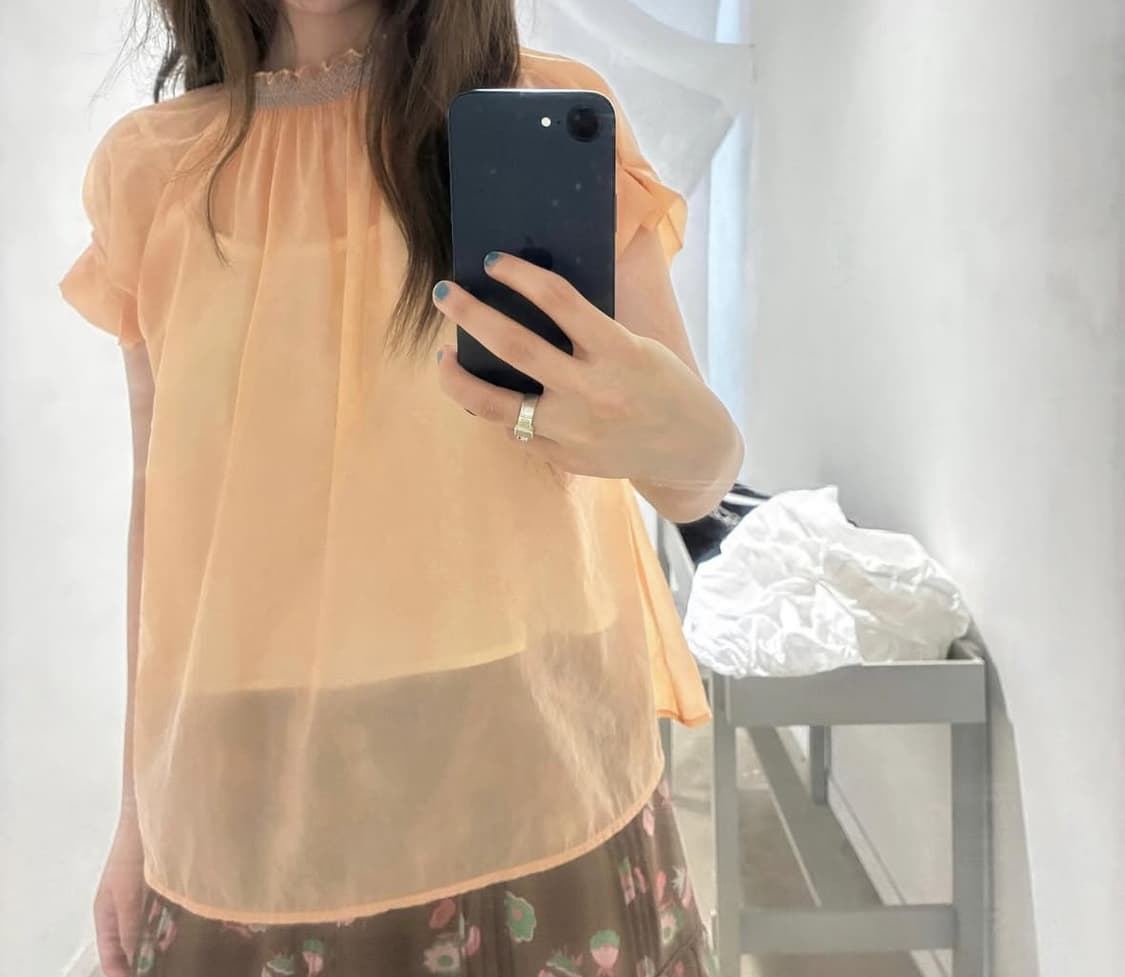 포코포스카 스모크 블라우스 애프리콧 상품이미지2
