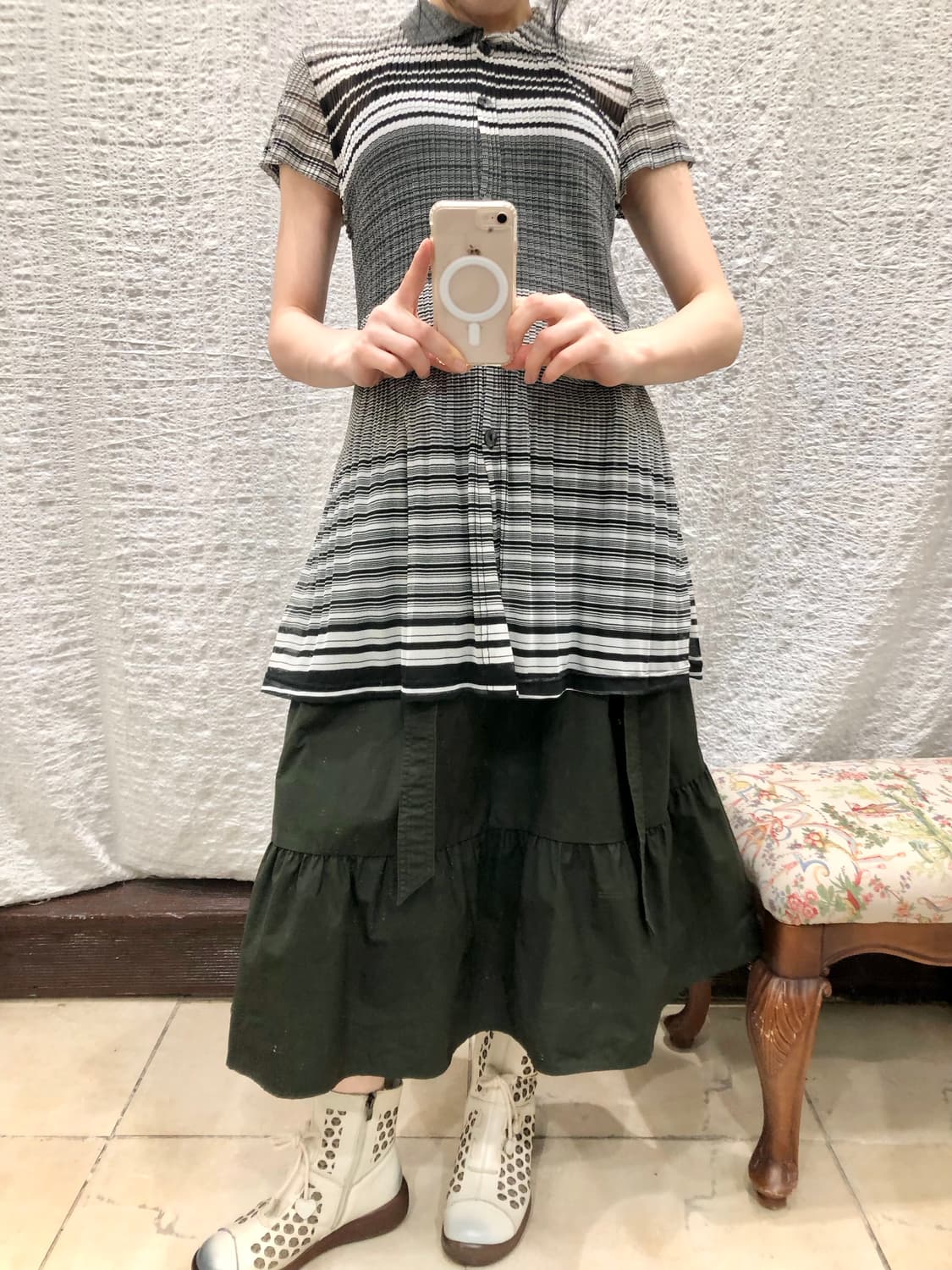 dark khaki midi skirt 상품이미지4