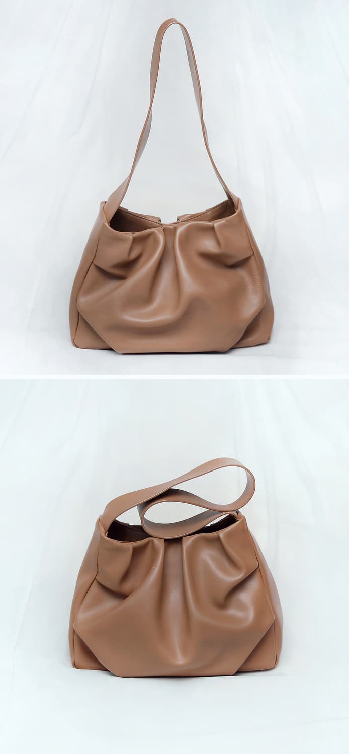 호제 (hoze) 개비 탄브라운 복스레더 카프스킨 셔링 숄더백 상품이미지2