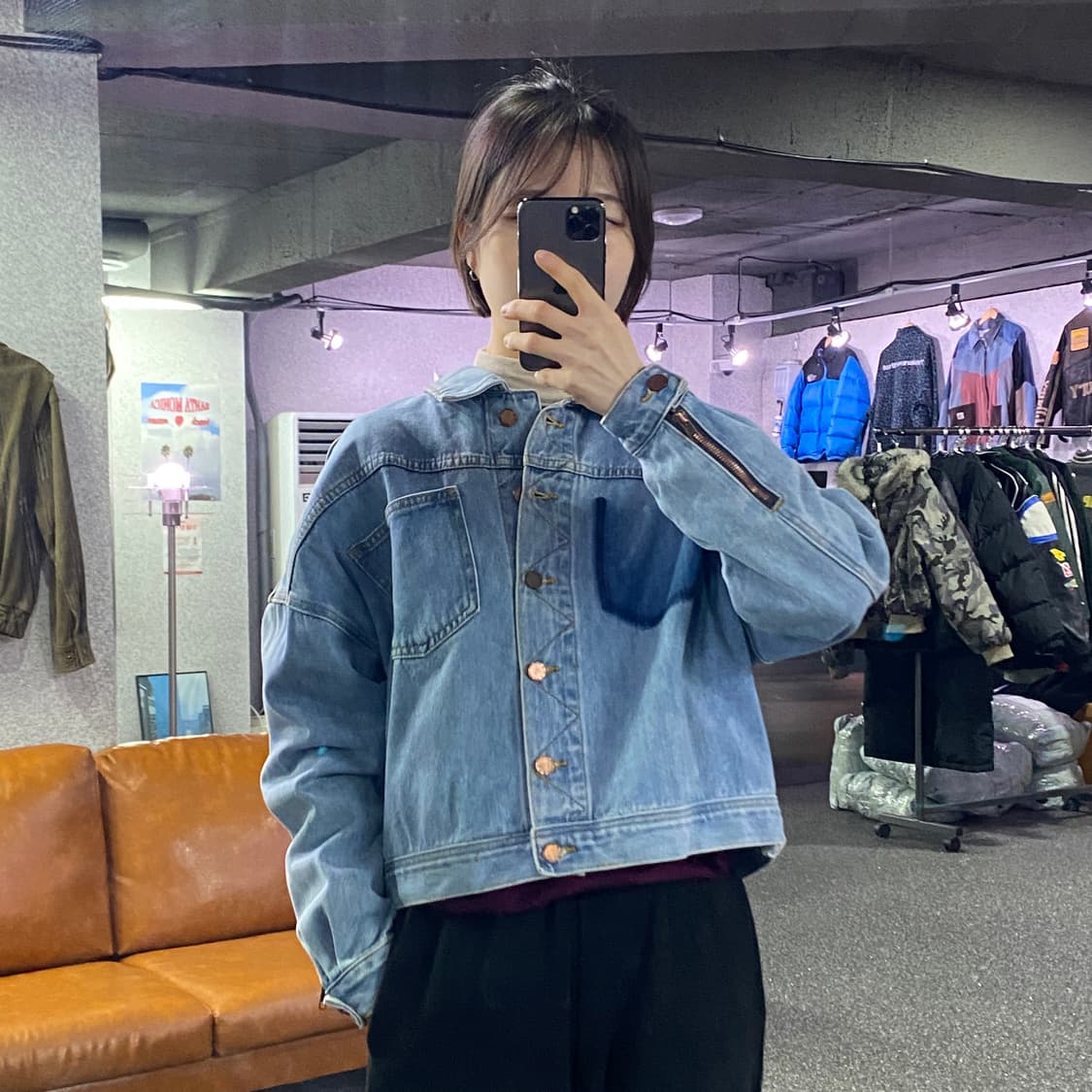 앤더슨벨 백절개 크롭 데님자켓 B3684 상품이미지1