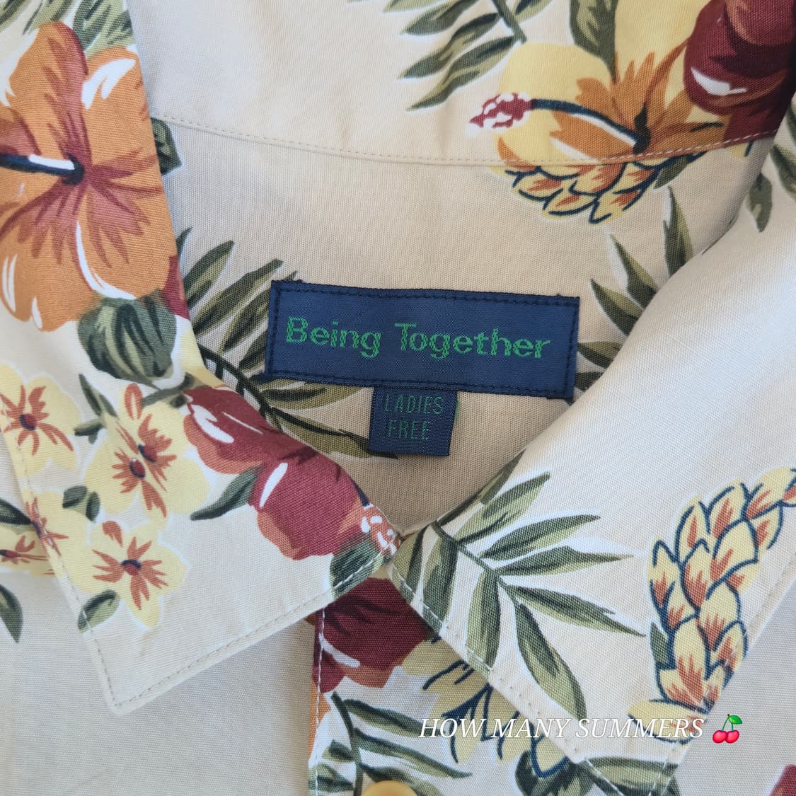 빈티지 무드 베이지 꽃무늬 하와이안 셔츠 상품이미지5