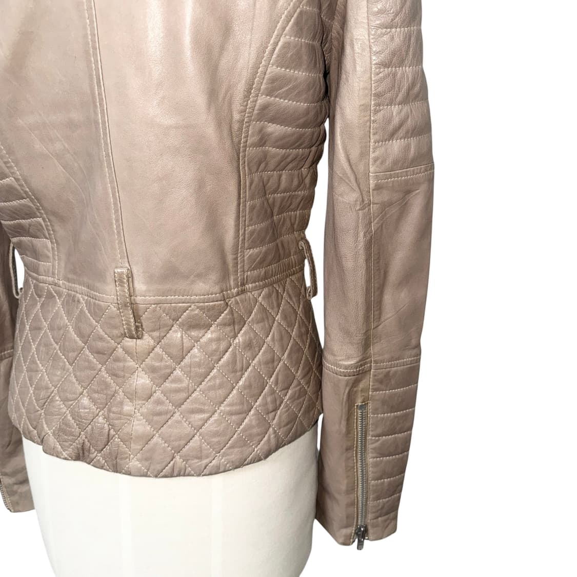 Nude Beige Sheep Skin Leather Jacket 상품이미지8