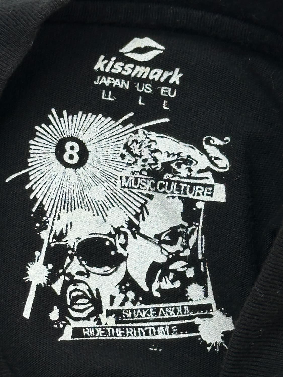🖤Kissmark 펑크 라운드 블랙 반팔 티셔츠🖤 프린팅 스트릿 상품이미지5