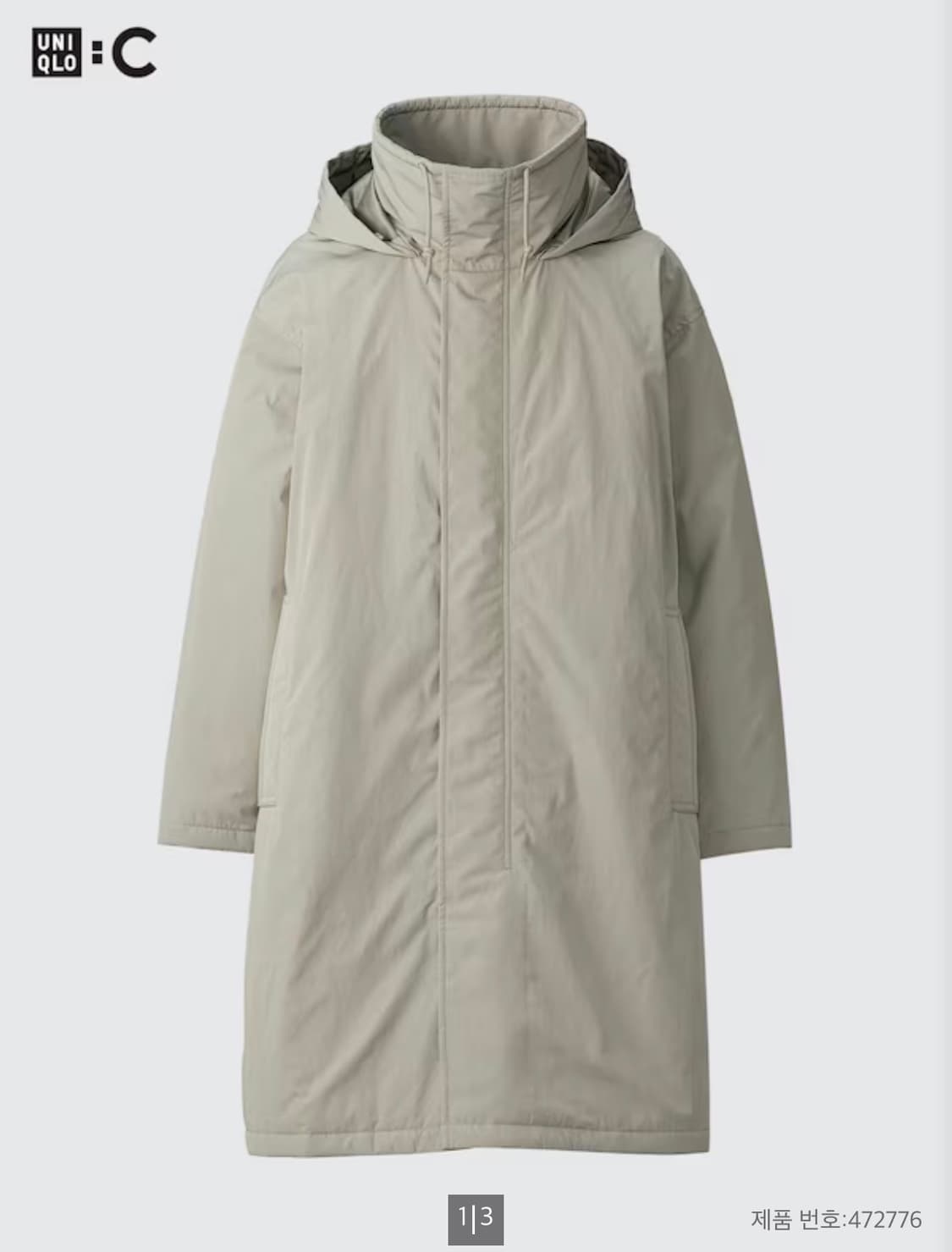 유니클로 c 후드코트 카키 S 상품이미지2