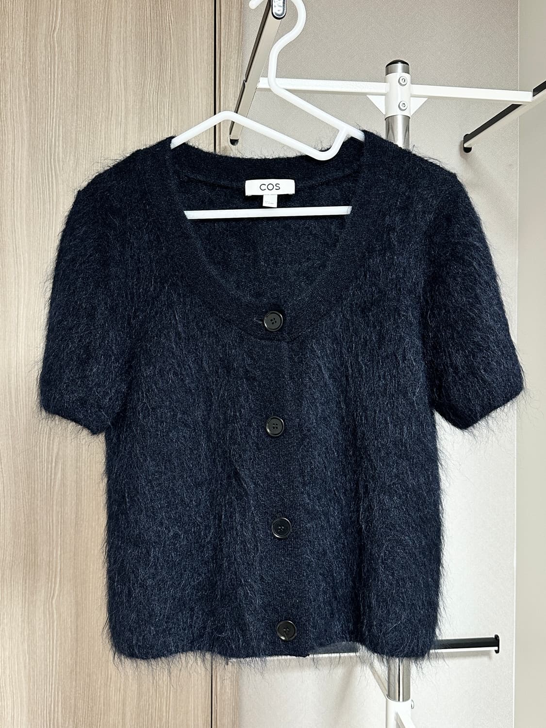 COS 코스 쇼트 슬리브 모헤어 가디건 네이비 상품이미지3