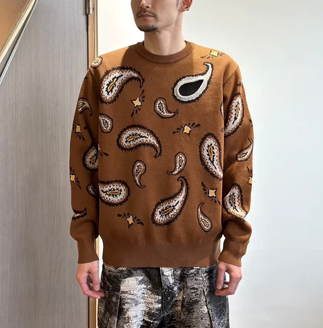 (정품/새상품) TOGA 토가 남성 브라운 페이즐리 자카드 니트  상품이미지5