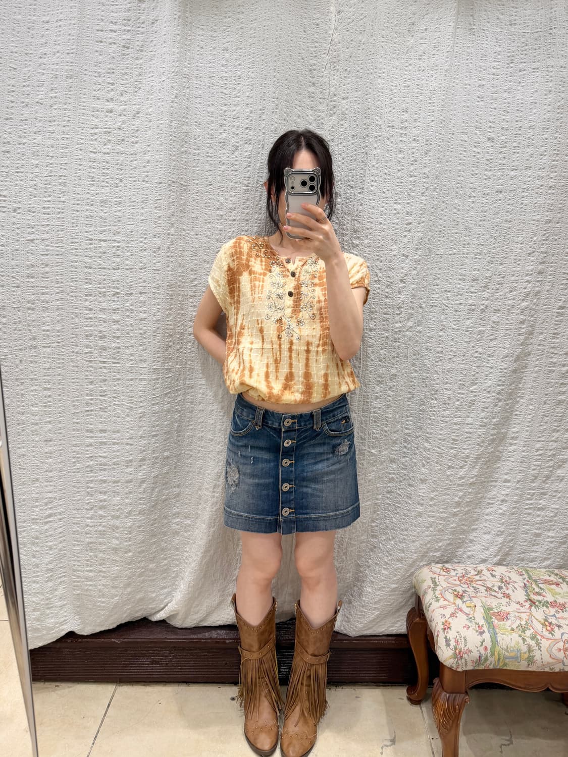Front buttons mini skirt 상품이미지3