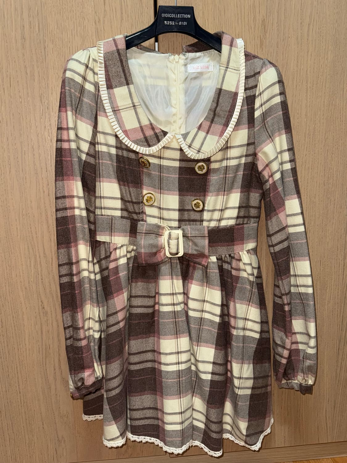 리즈리사 고전 체크 카라 원피스 상품이미지1