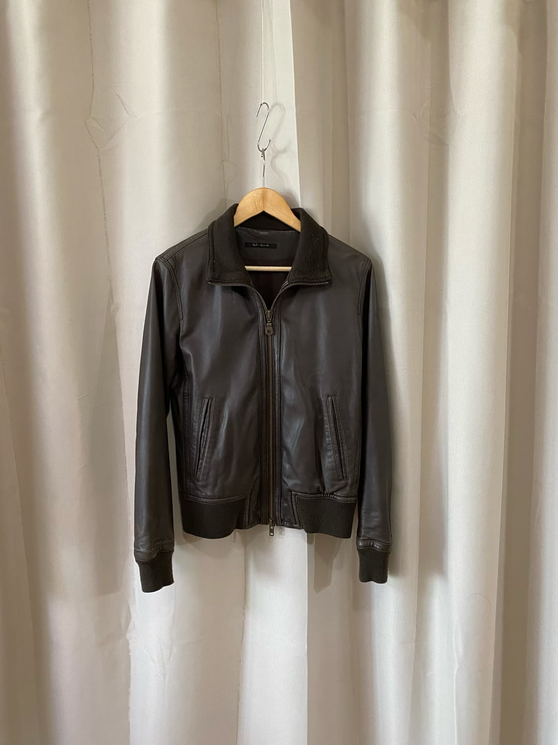 high neck leather jacket 상품이미지3