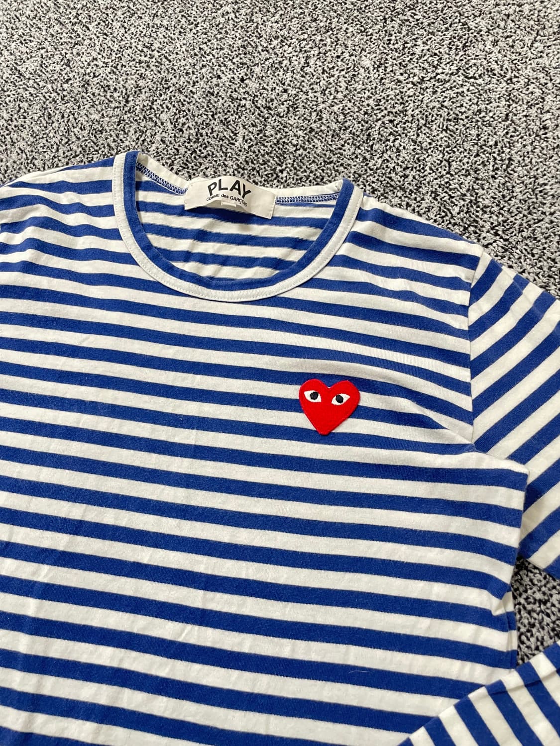 빈티지9. 꼼데가르송 플레이 스트라이프 긴팔 티셔츠 롱슬리브 블루 화이트 상품이미지2