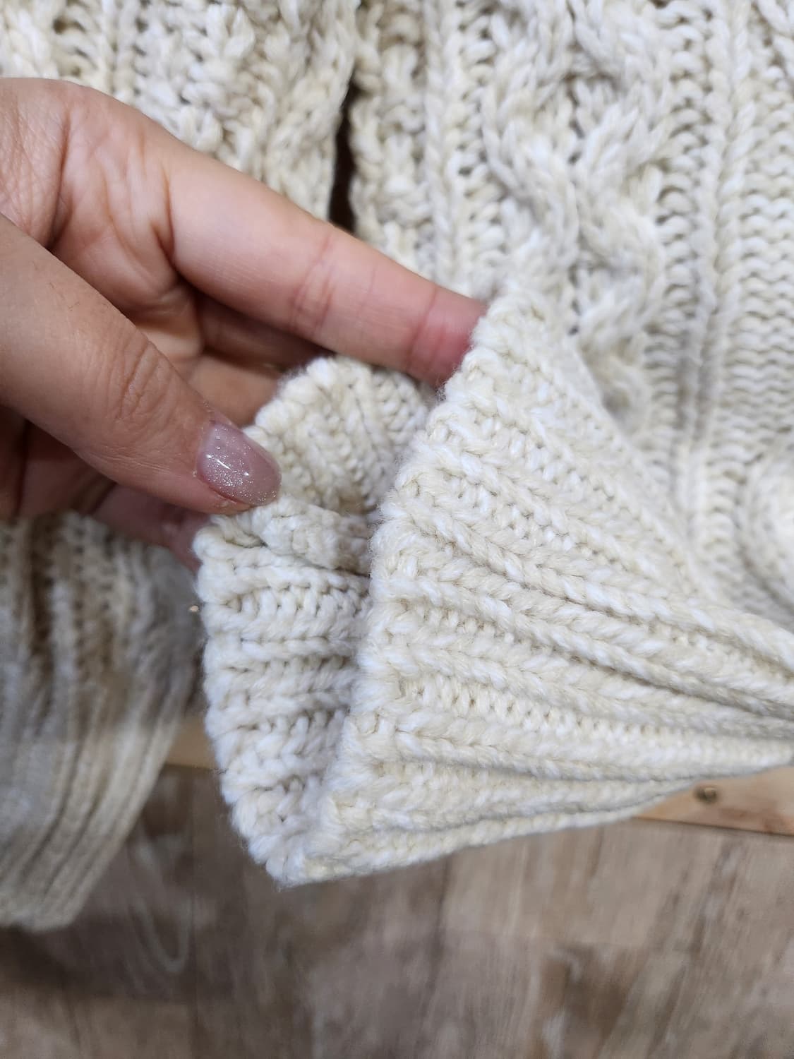 1045) 르메인세컨드 아란 후드 니트 집업 상품이미지5