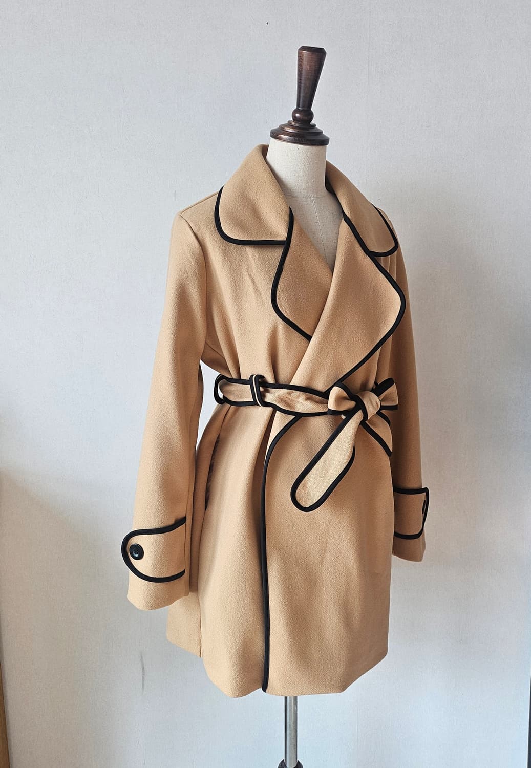 (거의새상품)여자랩코트 카멜 배색 하프코트 66~77 추천 상품이미지7