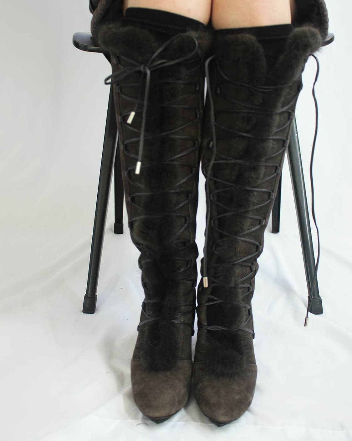 GUESS suede fur-leather strap long BOOTS 상품이미지5