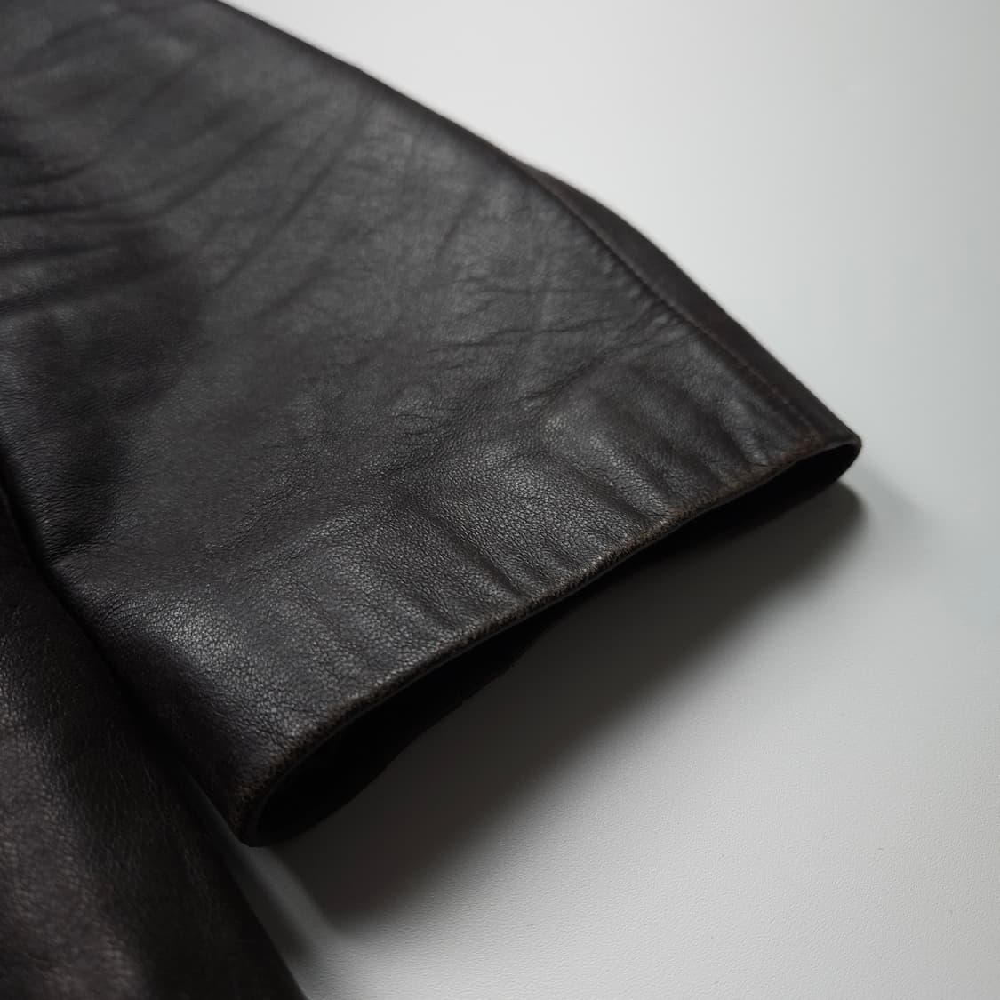 빈티지 양가죽 브라운 레더 트러커 자켓 (L) 상품이미지3