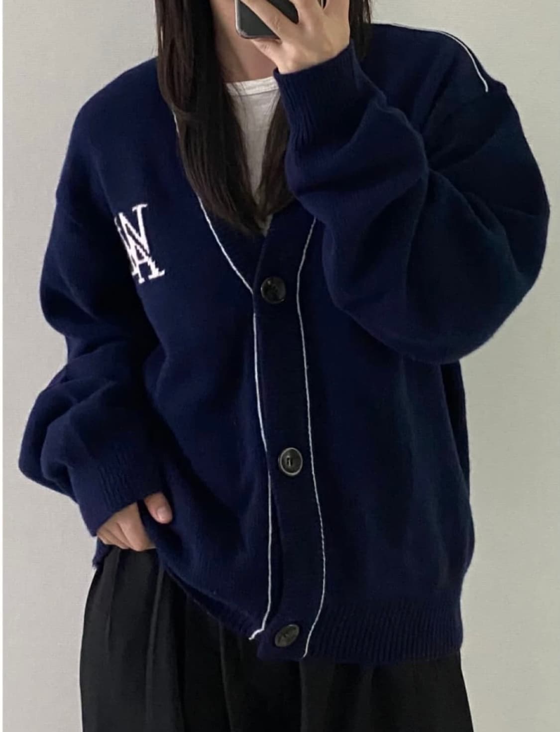 우알롱 스티치 니트 가디건 M 상품이미지1