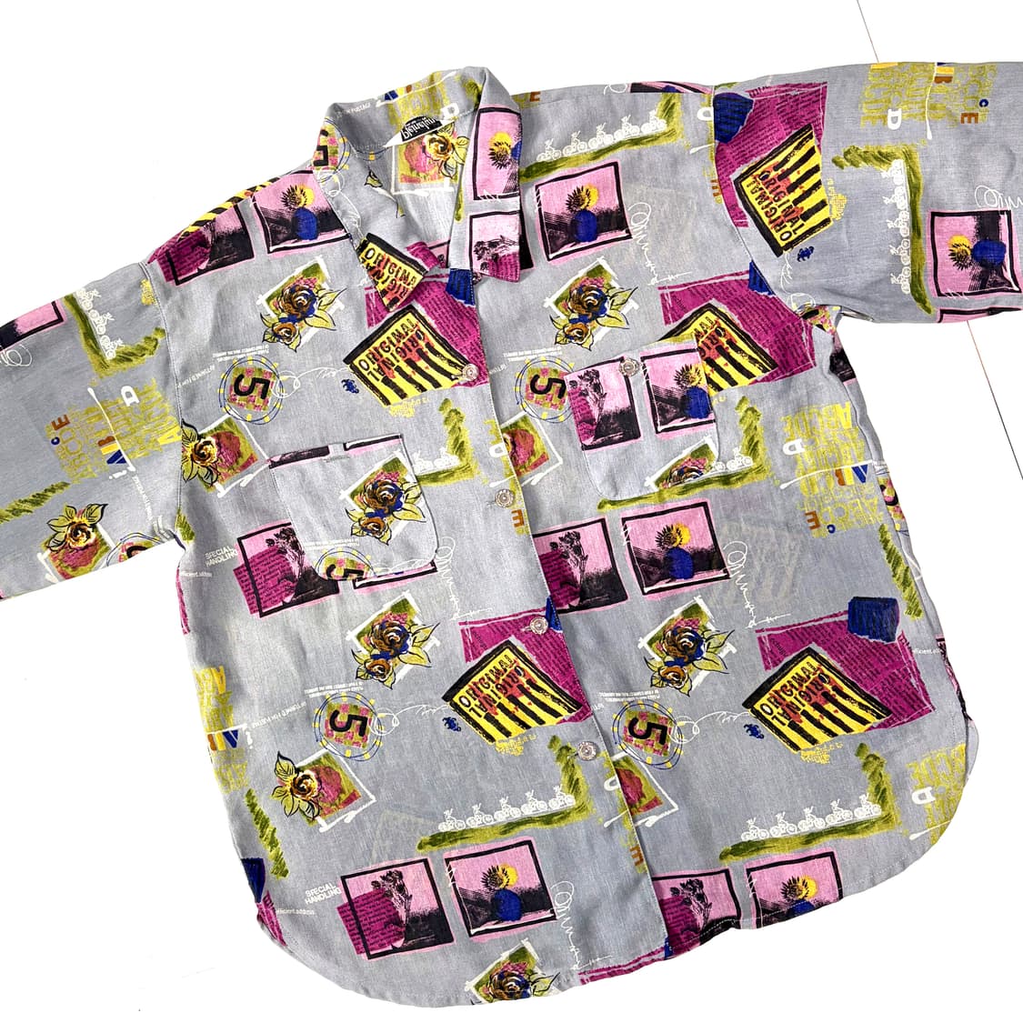 라이트퍼플 빈티지 하와이안 셔츠 L 상품이미지2