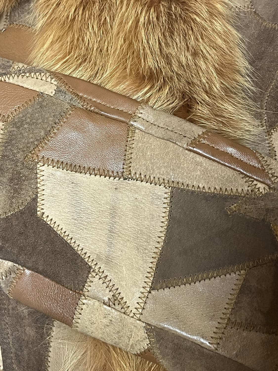 와이즈걸 양가죽 여우털 무스탕 자켓 와투케 y2k 모리걸 히피 패치워크 상품이미지3