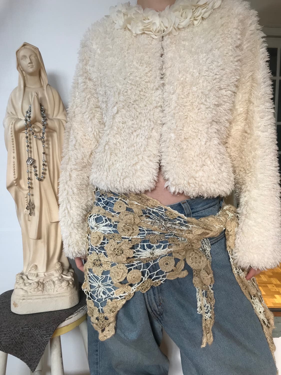  vintage flower fur cardigan 상품이미지1