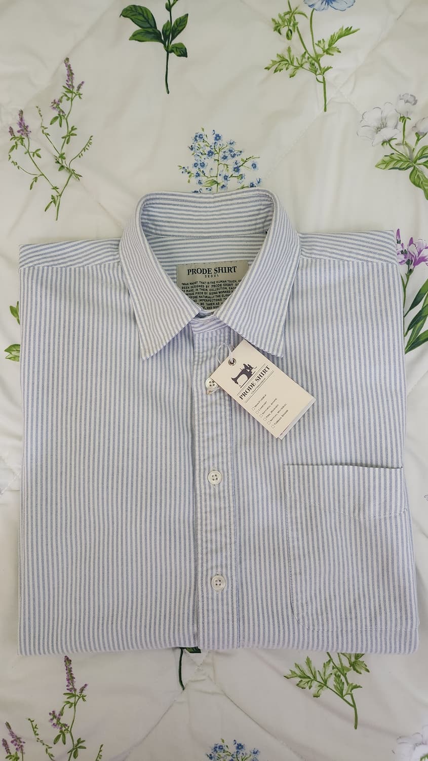 프로드셔츠 옥스포드셔츠 블루 스트라이프 48 상품이미지4