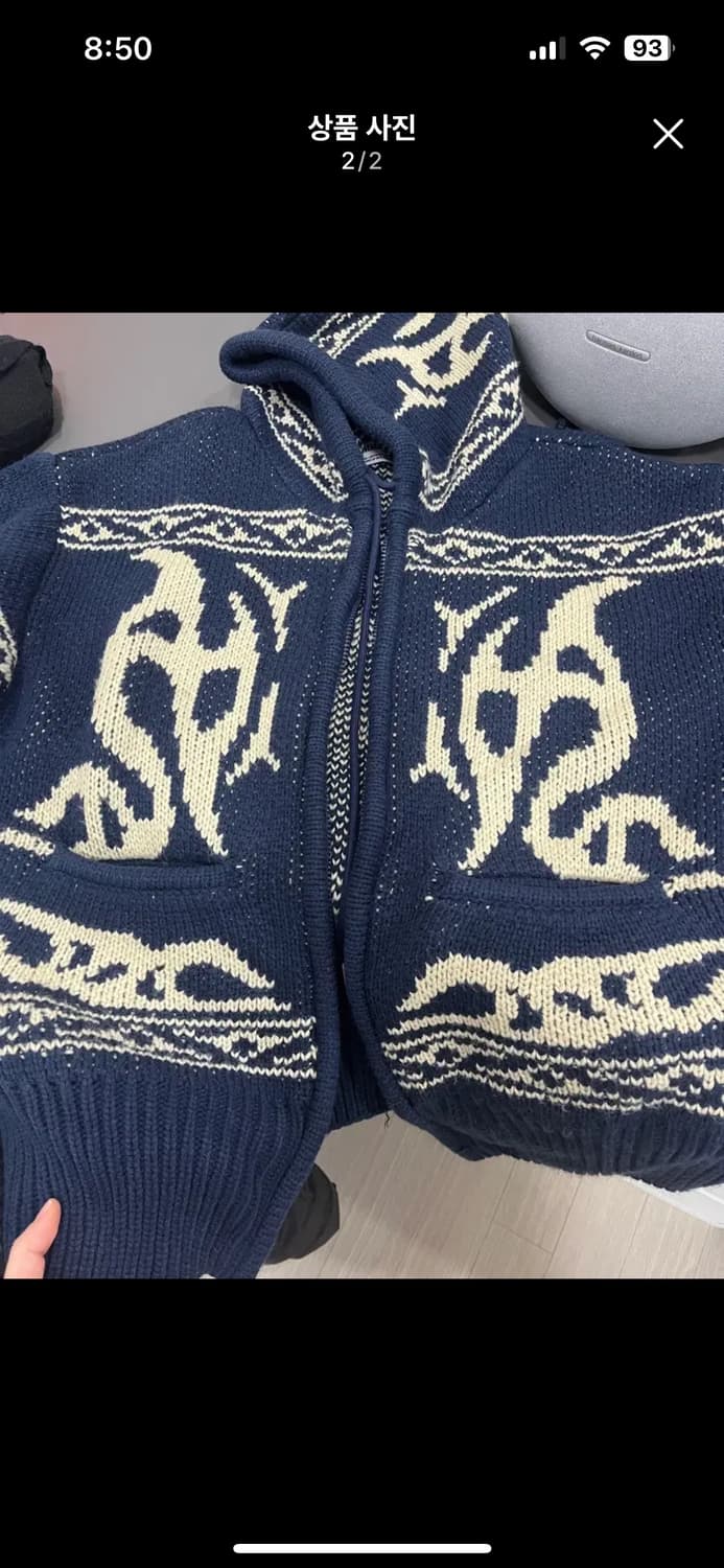 노매뉴얼 코위찬 니트집업 네이비 M 상품이미지2