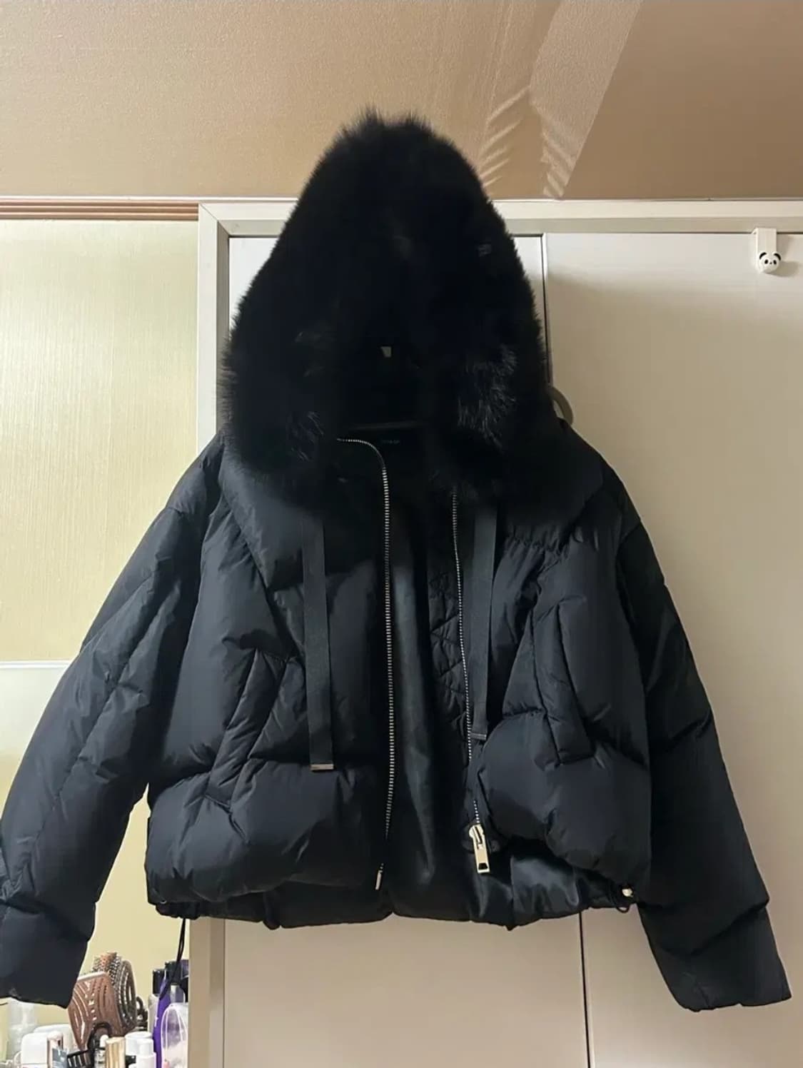 온앤온 사가폭스퍼 구스패딩 블랙패딩 후드숏패딩 상품이미지1