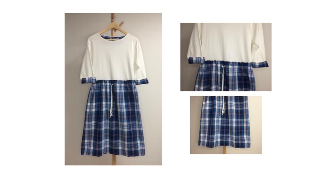 빈티지 블루 체크 원피스 상품이미지1