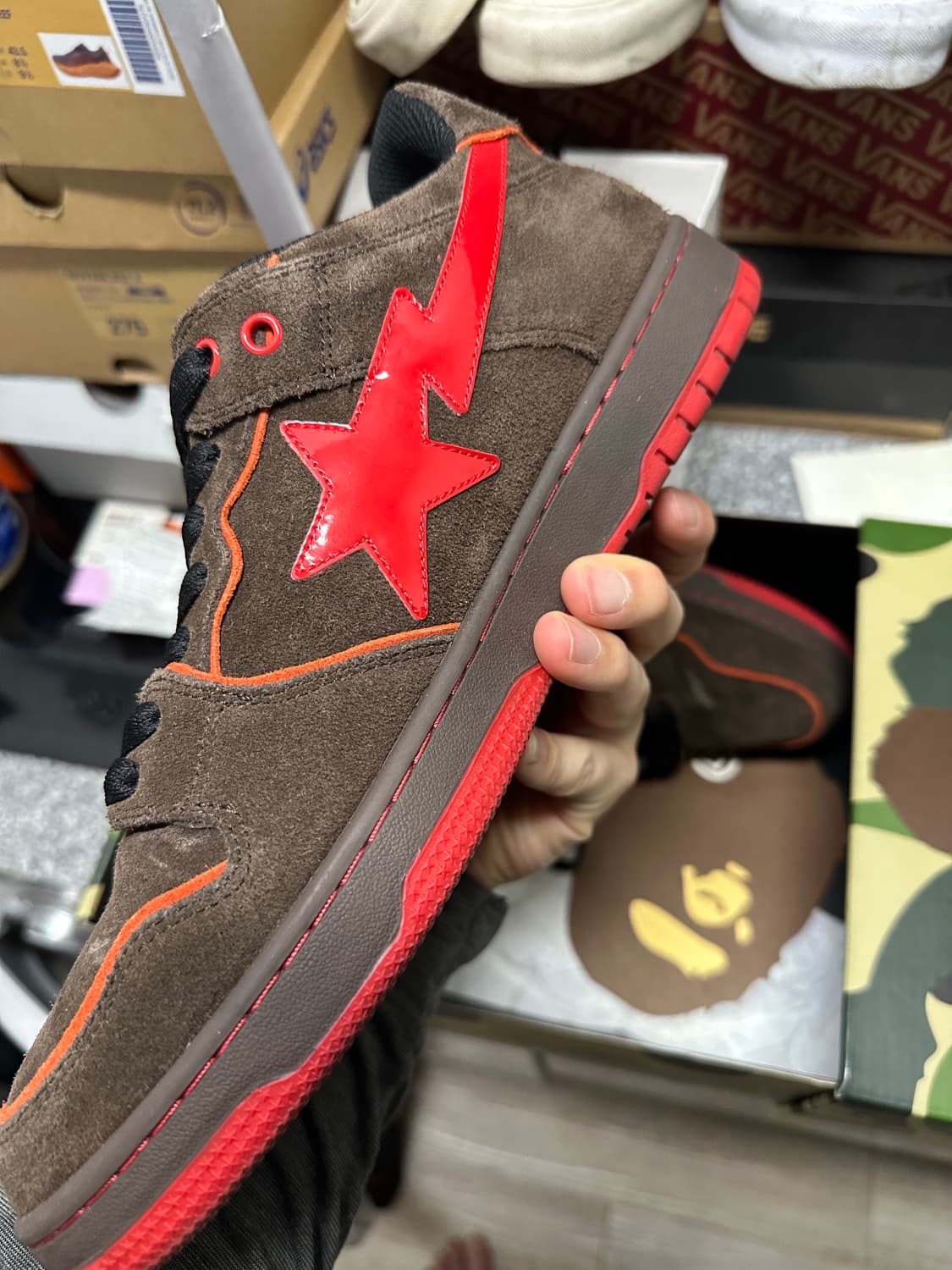 270 베이프 Sk8 스타 브라운 레드 상품이미지3