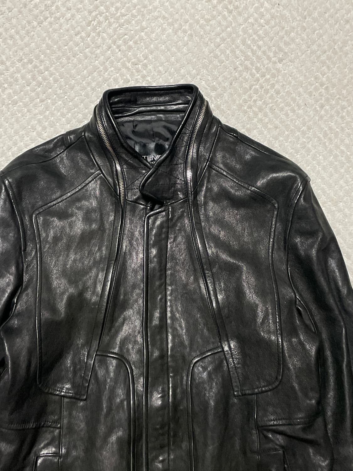 TEMPO HOMME 웨스턴 무드 램스킨 양가죽 지퍼라인 절개 레더  상품이미지4