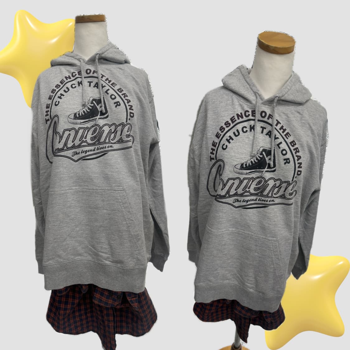 JPN 일본빈티지 Y2K 프린팅 후드티 깅엄 체크셔츠 코디세트  상품이미지2