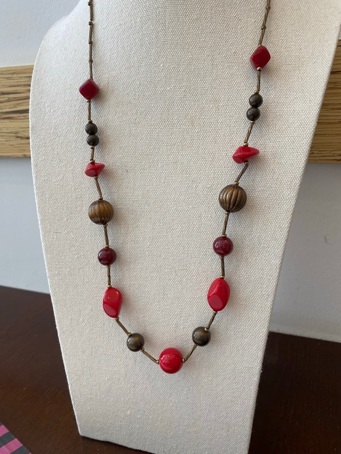 빈티지 레드 롱 레이어드 목걸이 상품이미지2