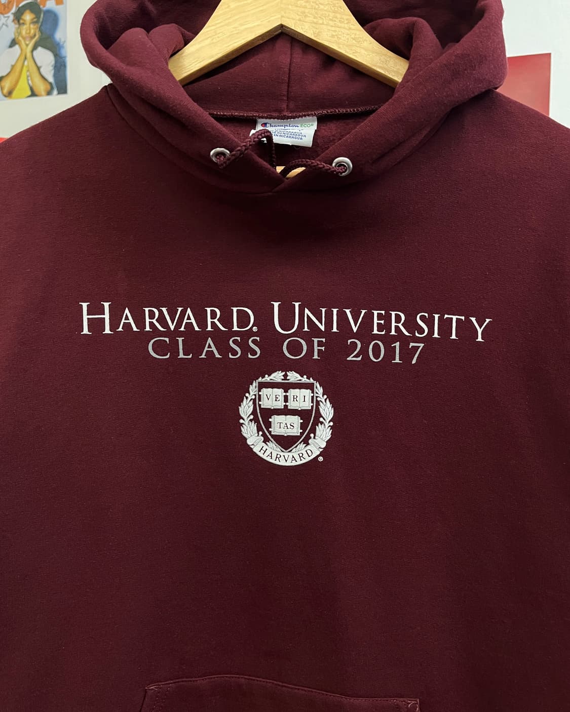 챔피언 00s 하버드 컬리지 버건디 후드티 상품이미지6