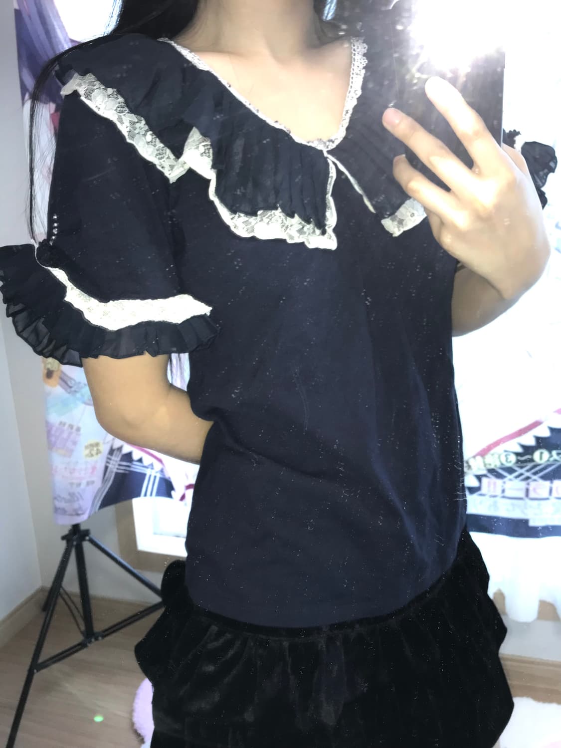 엑시즈팜 네이비 레이스 탑 상품이미지1