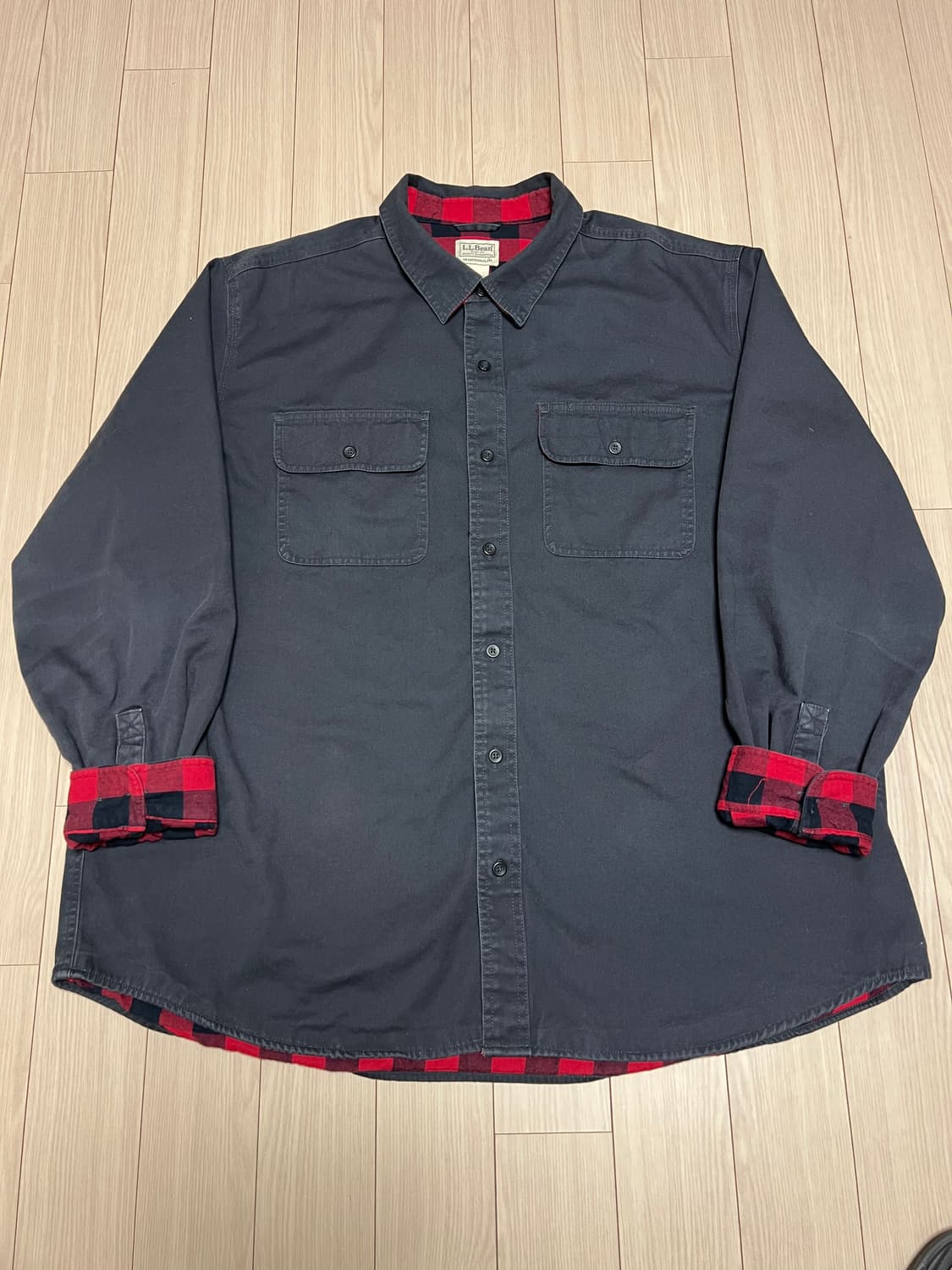 엘엘빈 블랙 셔츠 자켓 플란넬 체크 안감 XXL 상품이미지3