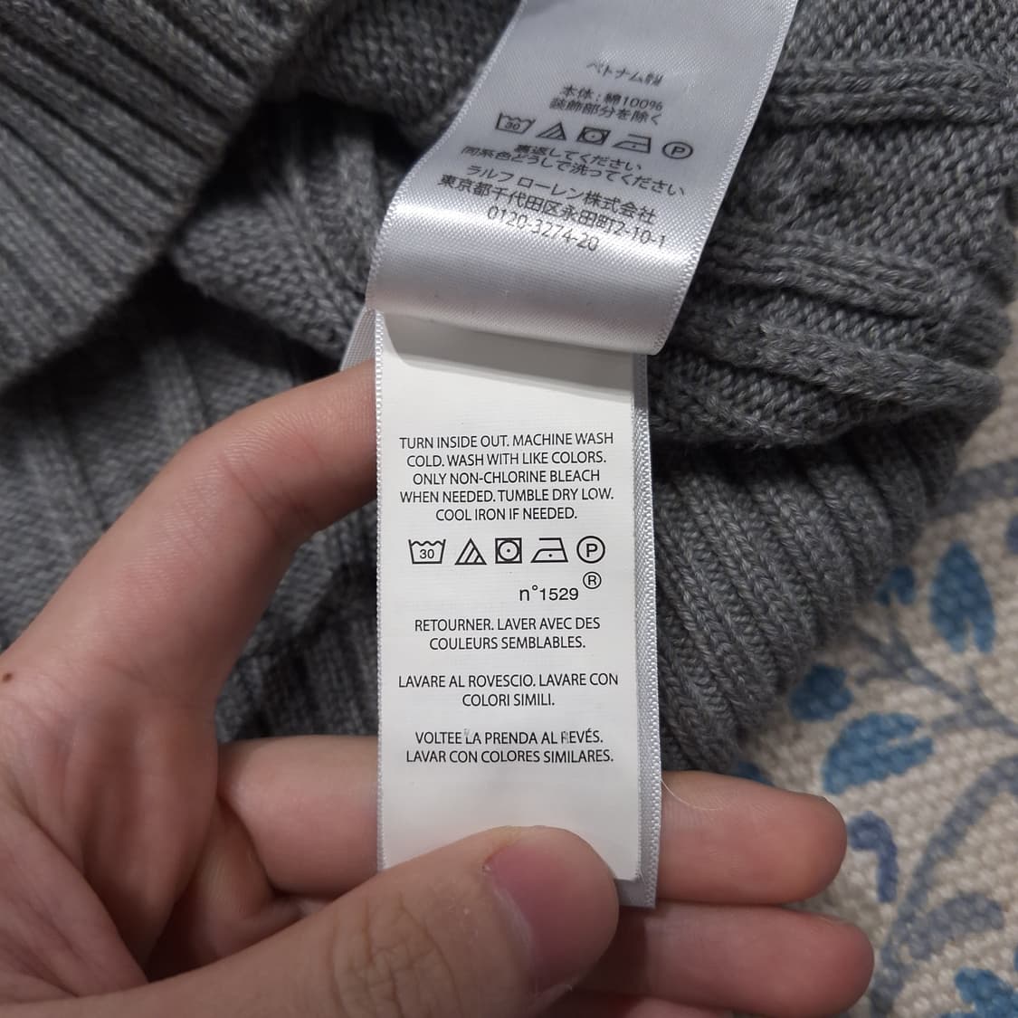 폴로랄프로렌 그레이 화이트포니 케이블 꽈배기 패턴 코튼 라운드넥 니트 S 상품이미지8