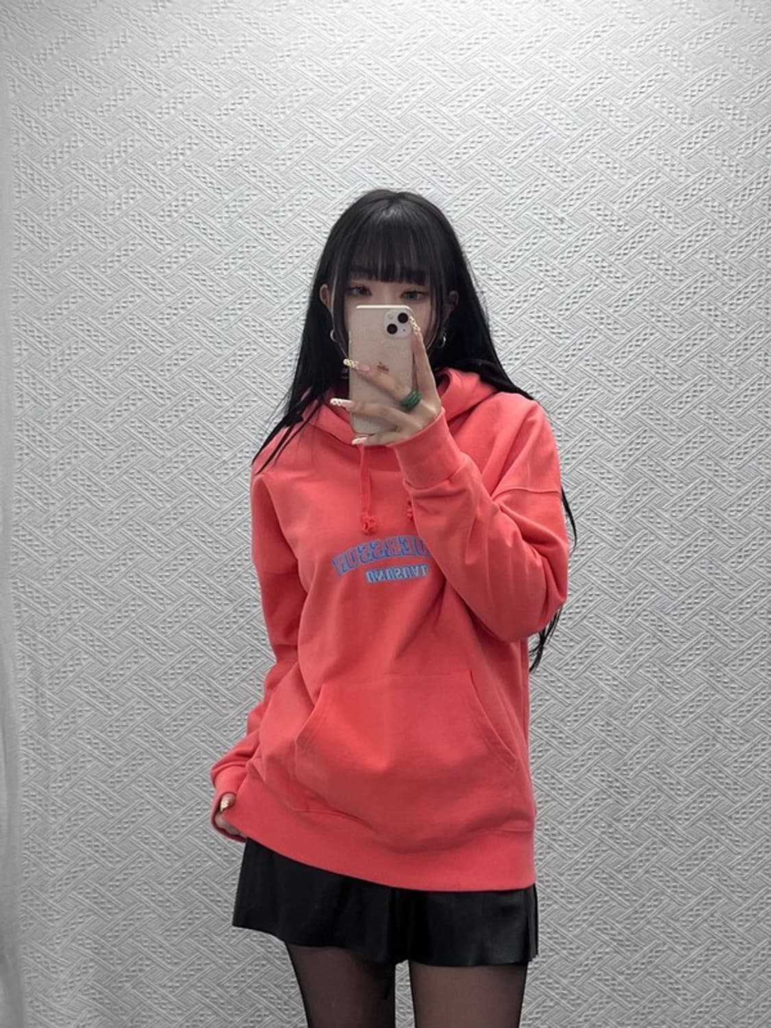 앤더슨벨 스트릿 펑크 키치 Y2K 코랄핑크 후드티 S C09917 상품이미지1