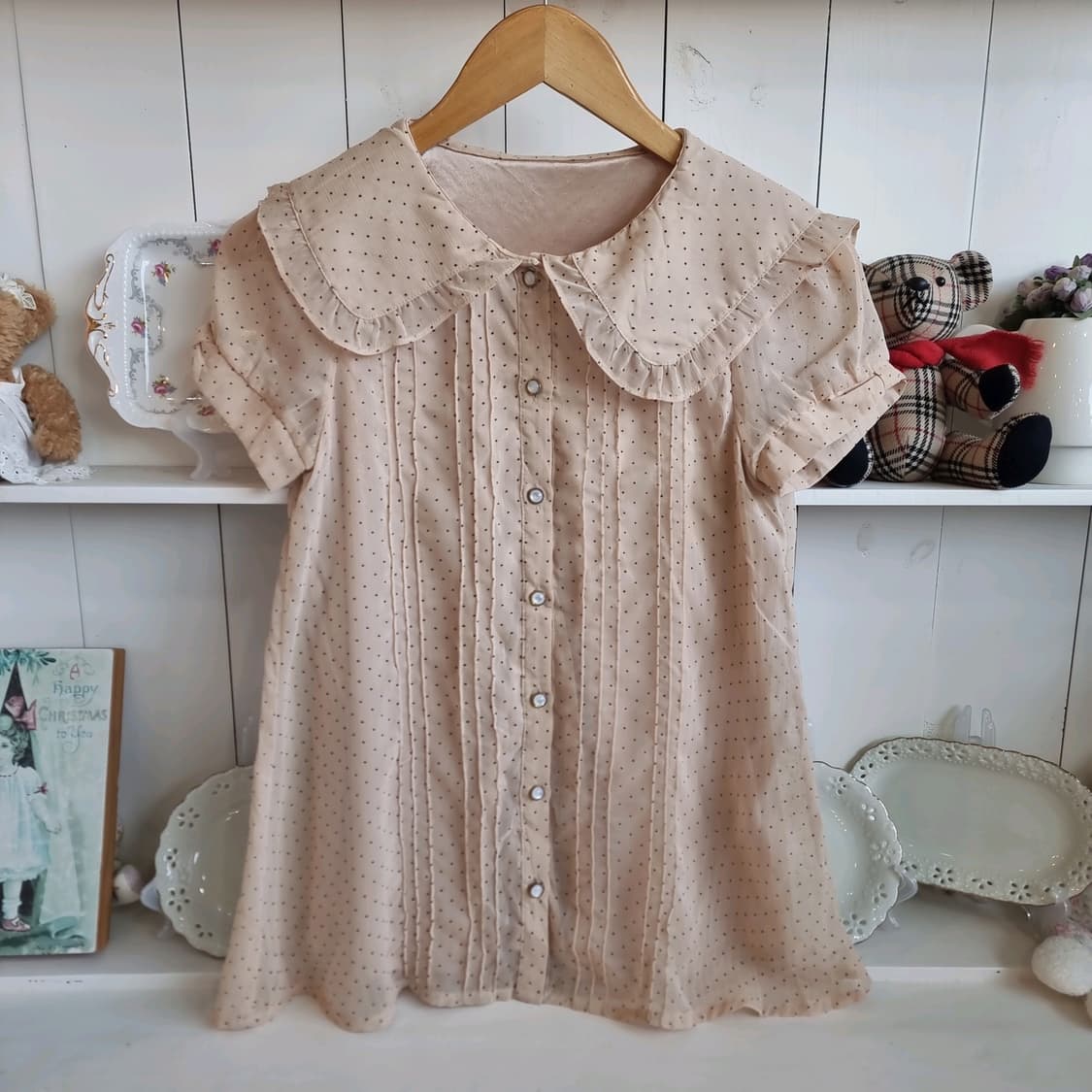 세일러카라 프릴 도트 블라우스 상품이미지2