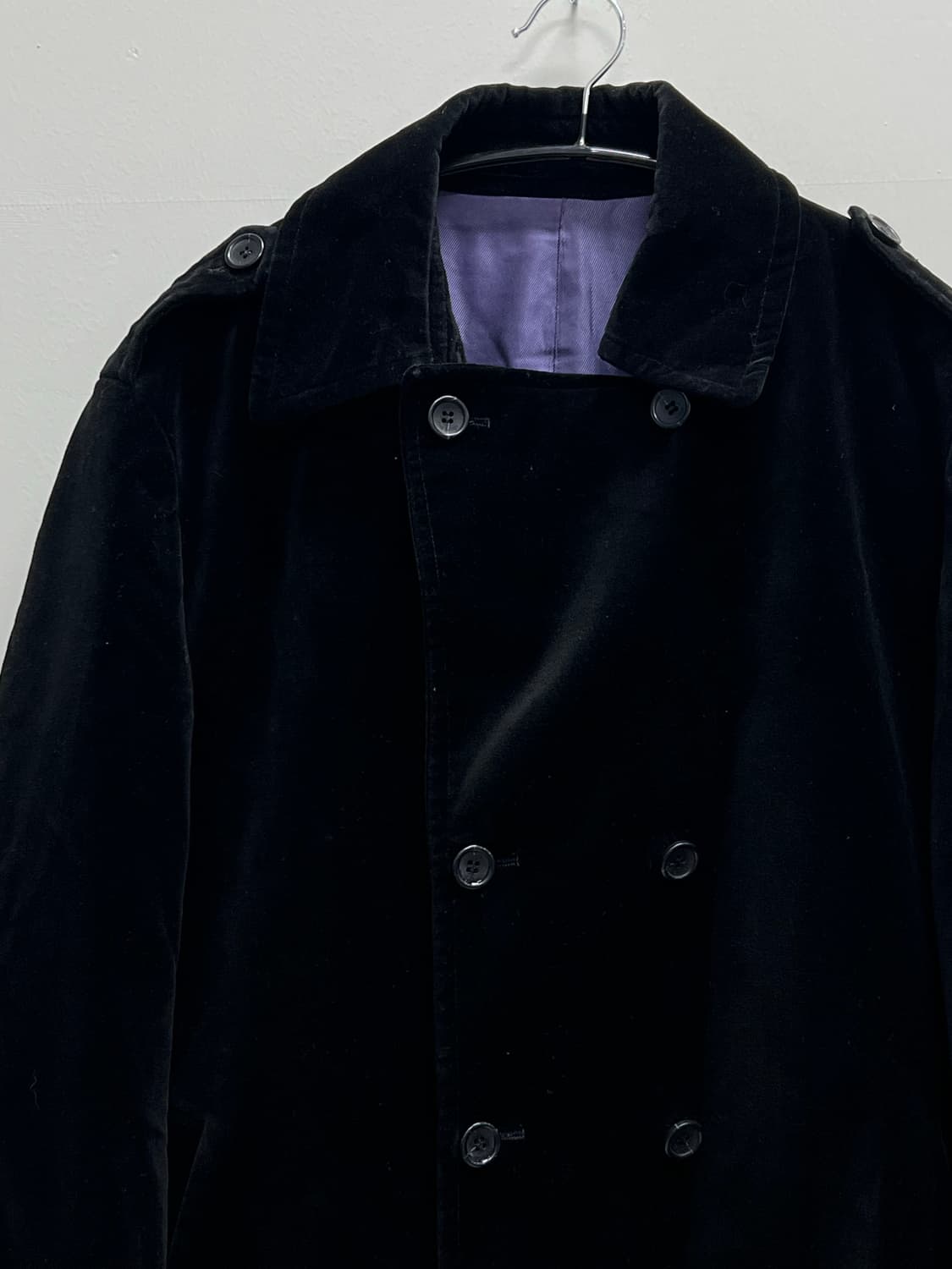 마인드브리지 더블버튼 벨벳 코트 블랙 상품이미지3