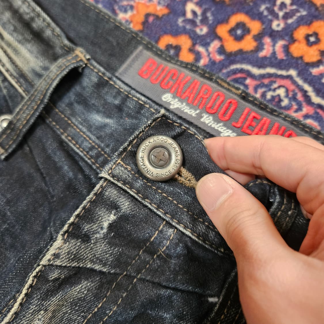 버커루 빈티지 y2k 워시드 가죽 포켓패치 데님 청바지 32 상품이미지8