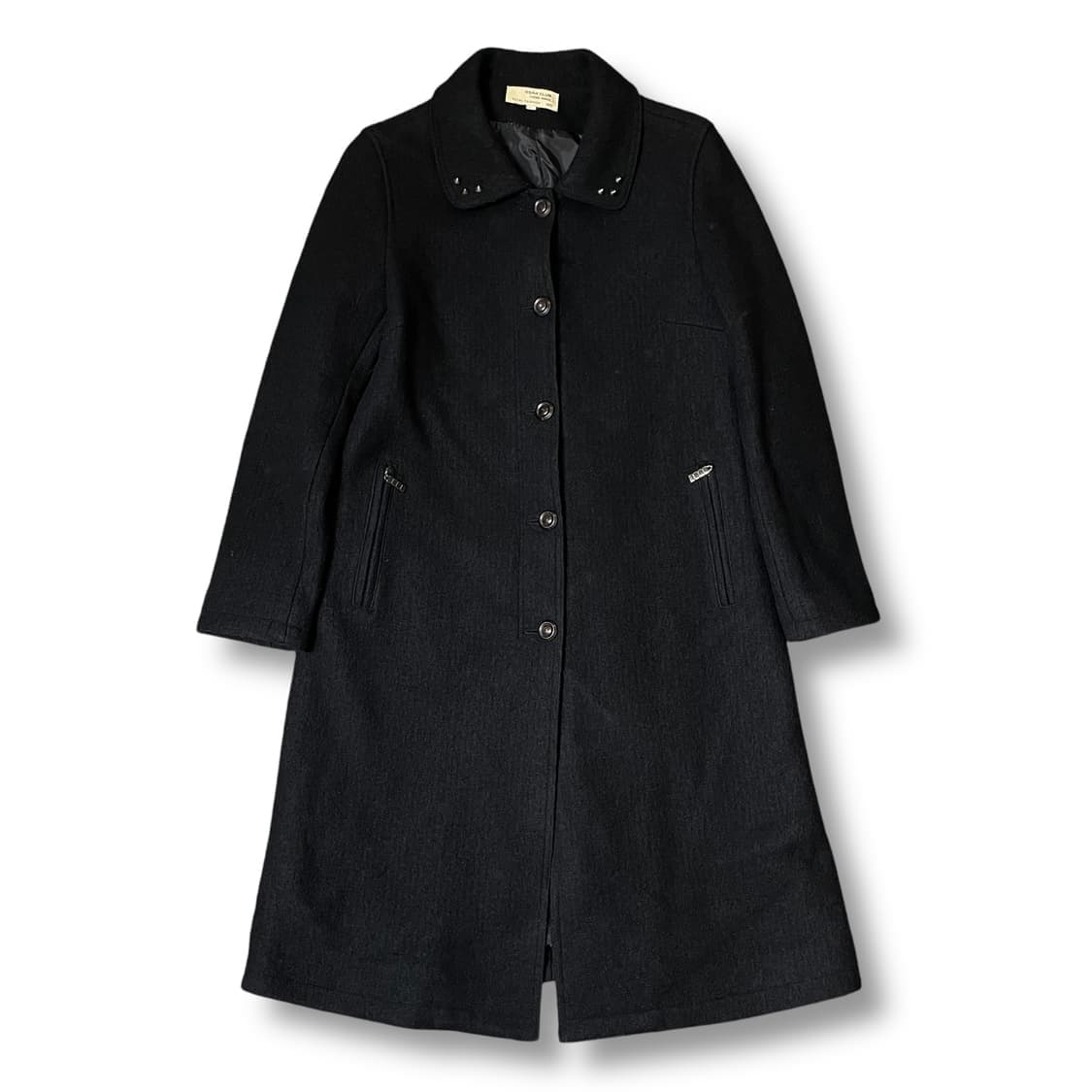 세라 클럽 블랙 스터드 라운드카라 원피스형 울 코트 L 상품이미지1