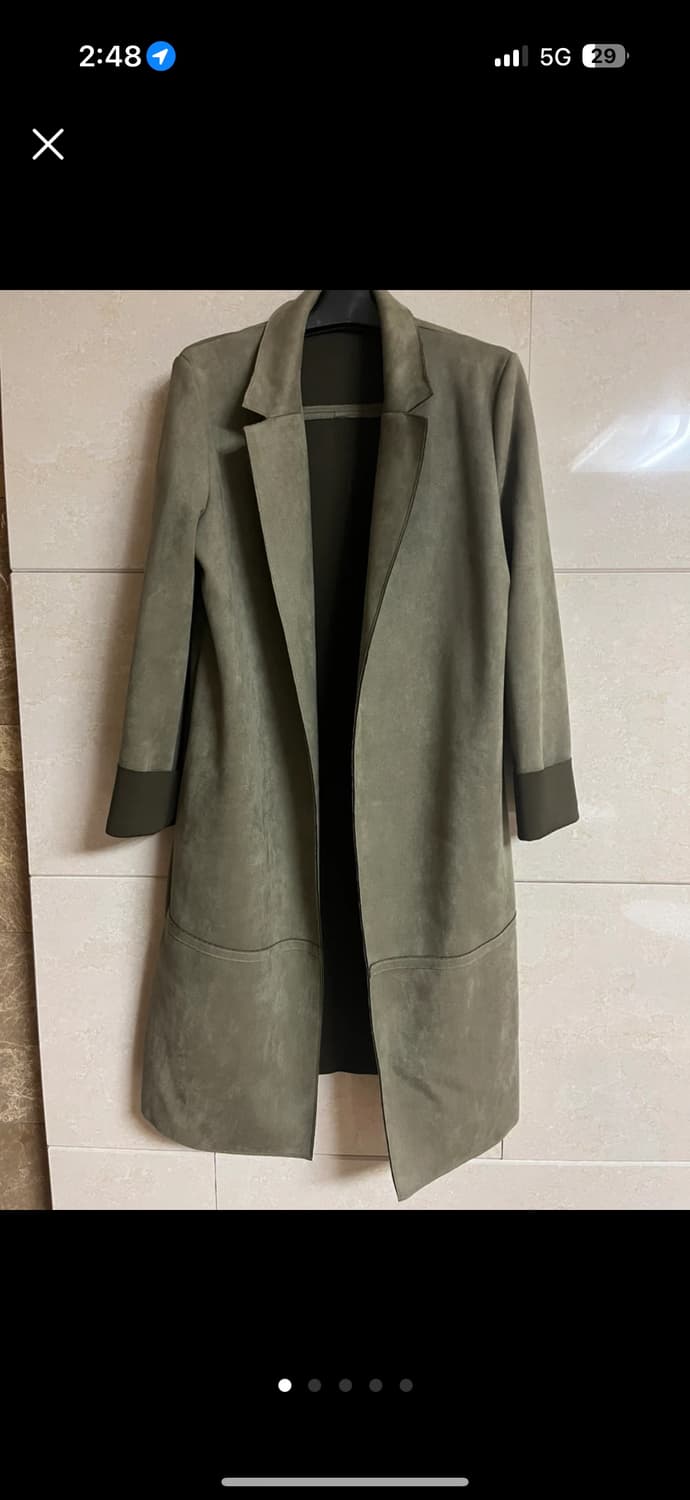 그린 스웨이드 가죽 코트 상품이미지1