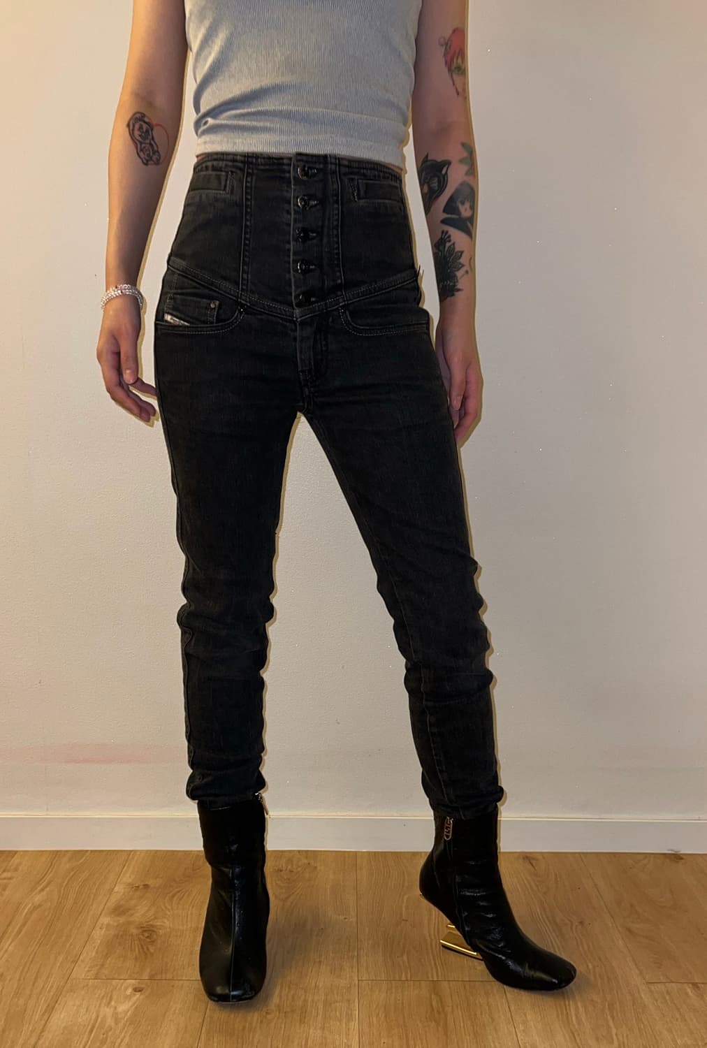 Diesel Corset Black Denim Jeans 상품이미지1