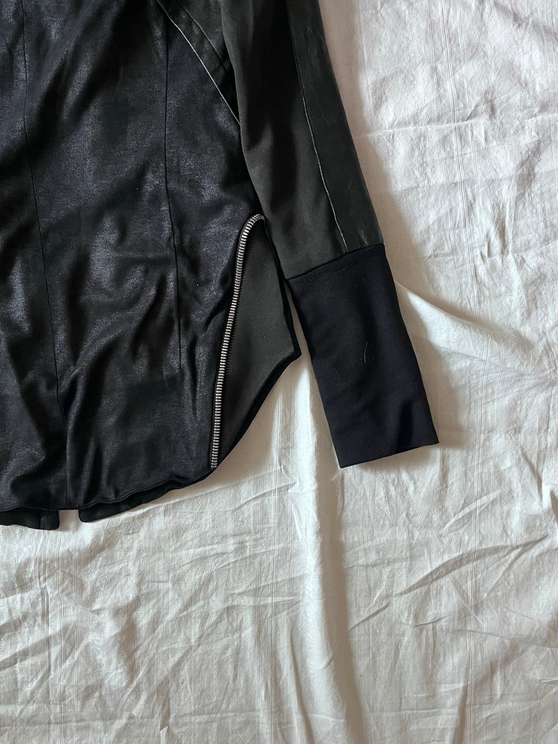 Vintage Leather Zip Detail Hood Jacket 상품이미지8