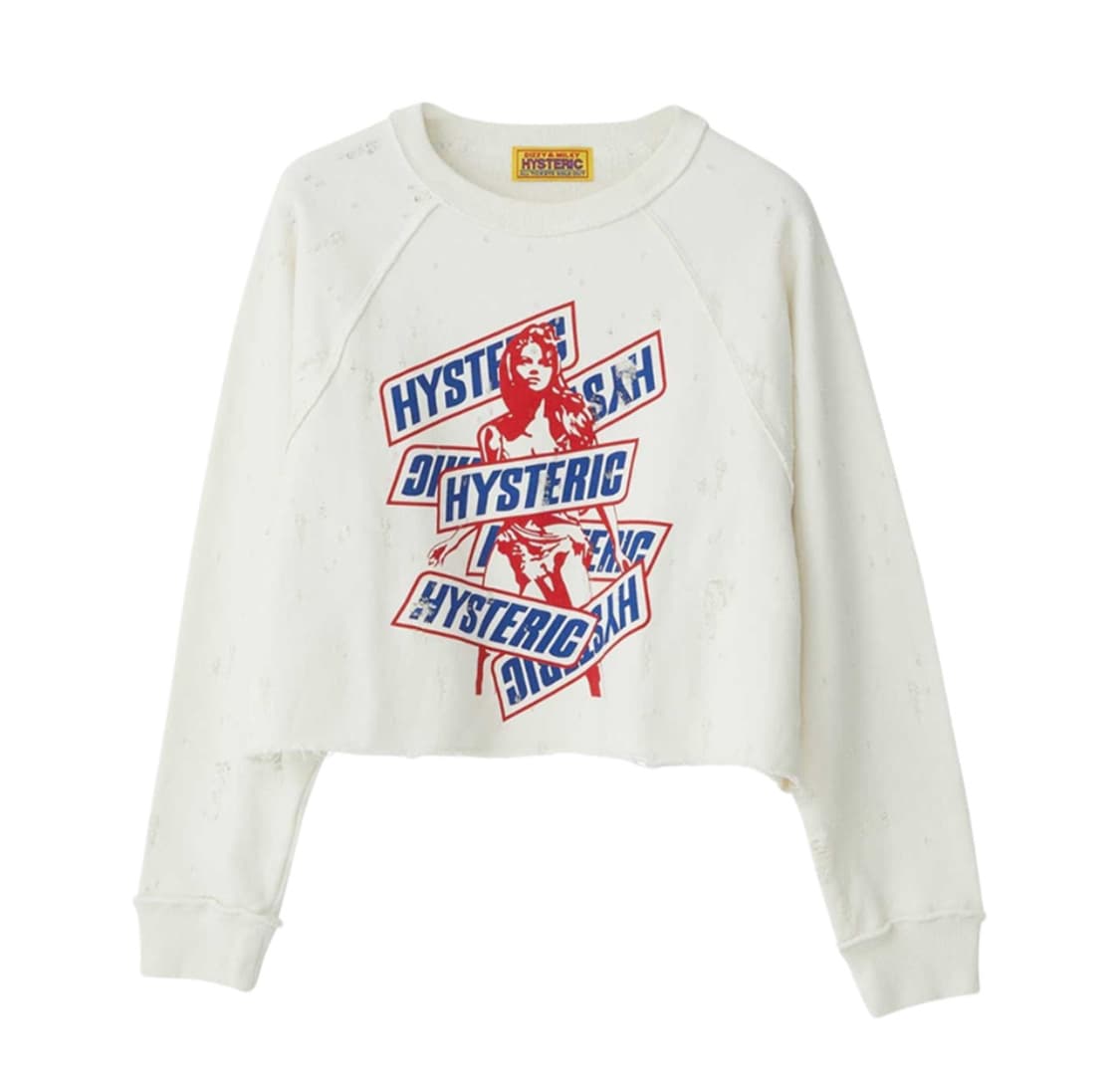 히스테릭글래머 잇츠 소 히스테릭 숏 스웨트셔츠 화이트 크롭 맨투맨 상품이미지1